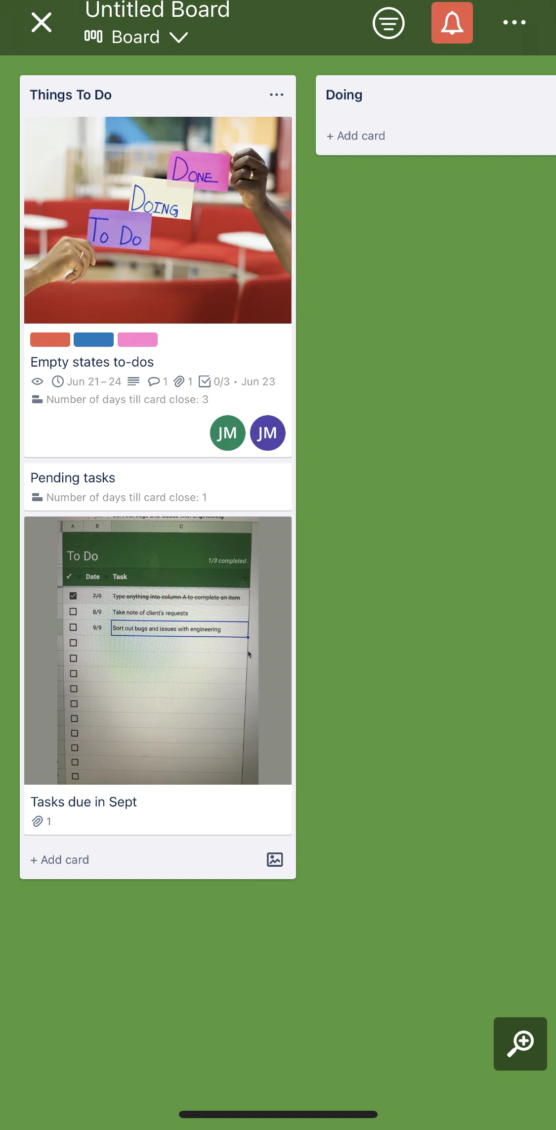 Trello Screen screen in the Filtering cards flow