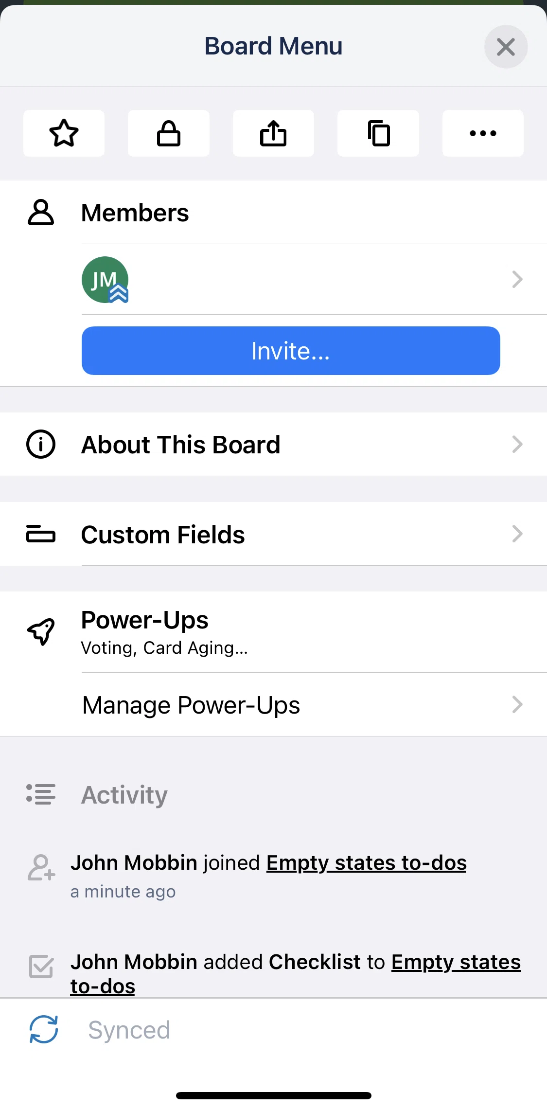 Trello Screen screen in the Inviting board members flow