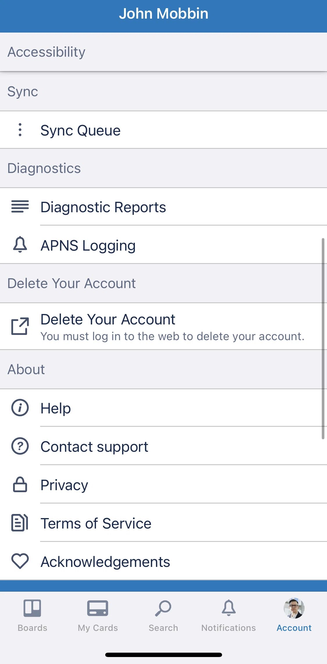 Trello Screen screen in the Privacy policy flow