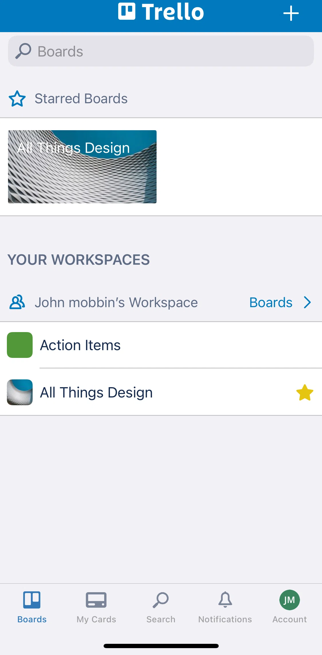 Trello Screen screen in the Searching boards flow