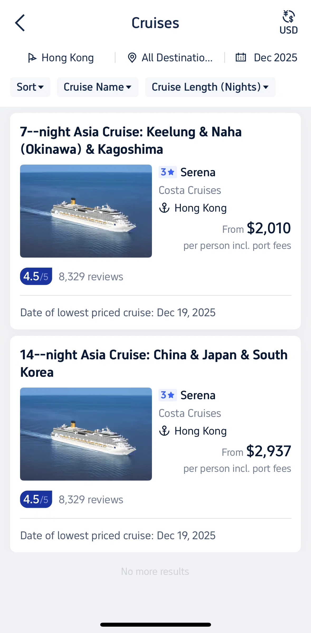 Trip.com Screen screen in the Book a cruise flow