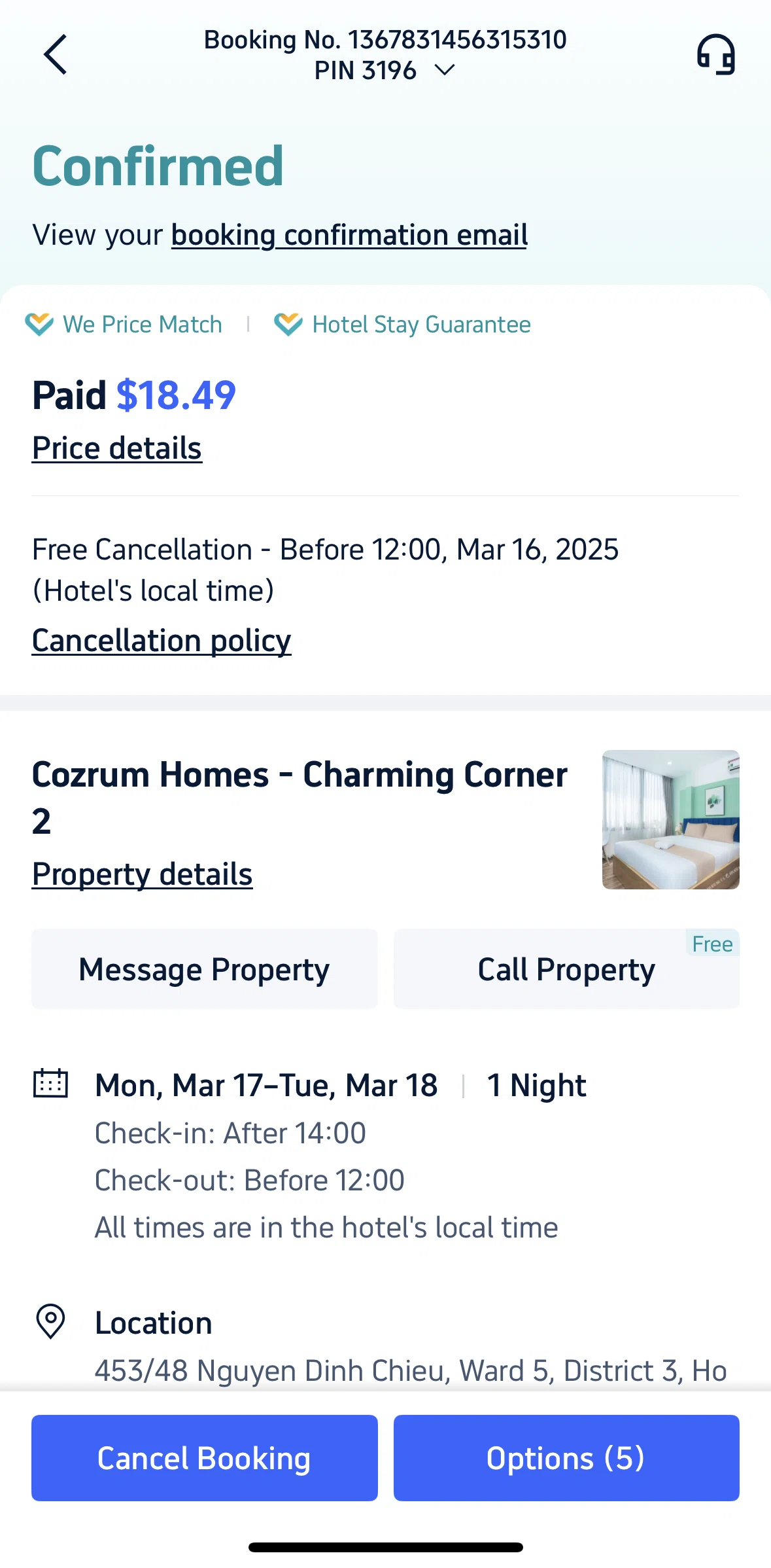 Trip.com Screen screen in the Booking options flow