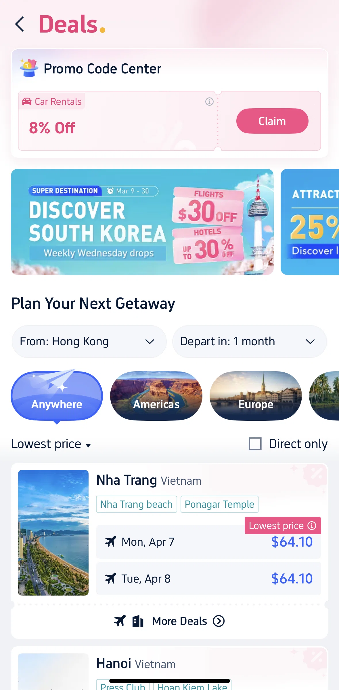 Trip.com Screen screen in the Claiming deals flow