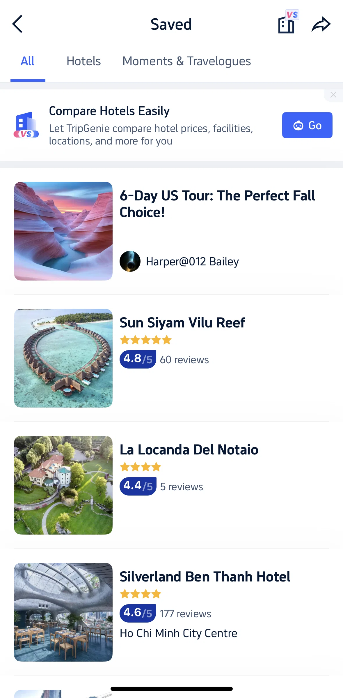Trip.com Screen screen in the Comparing hotels flow