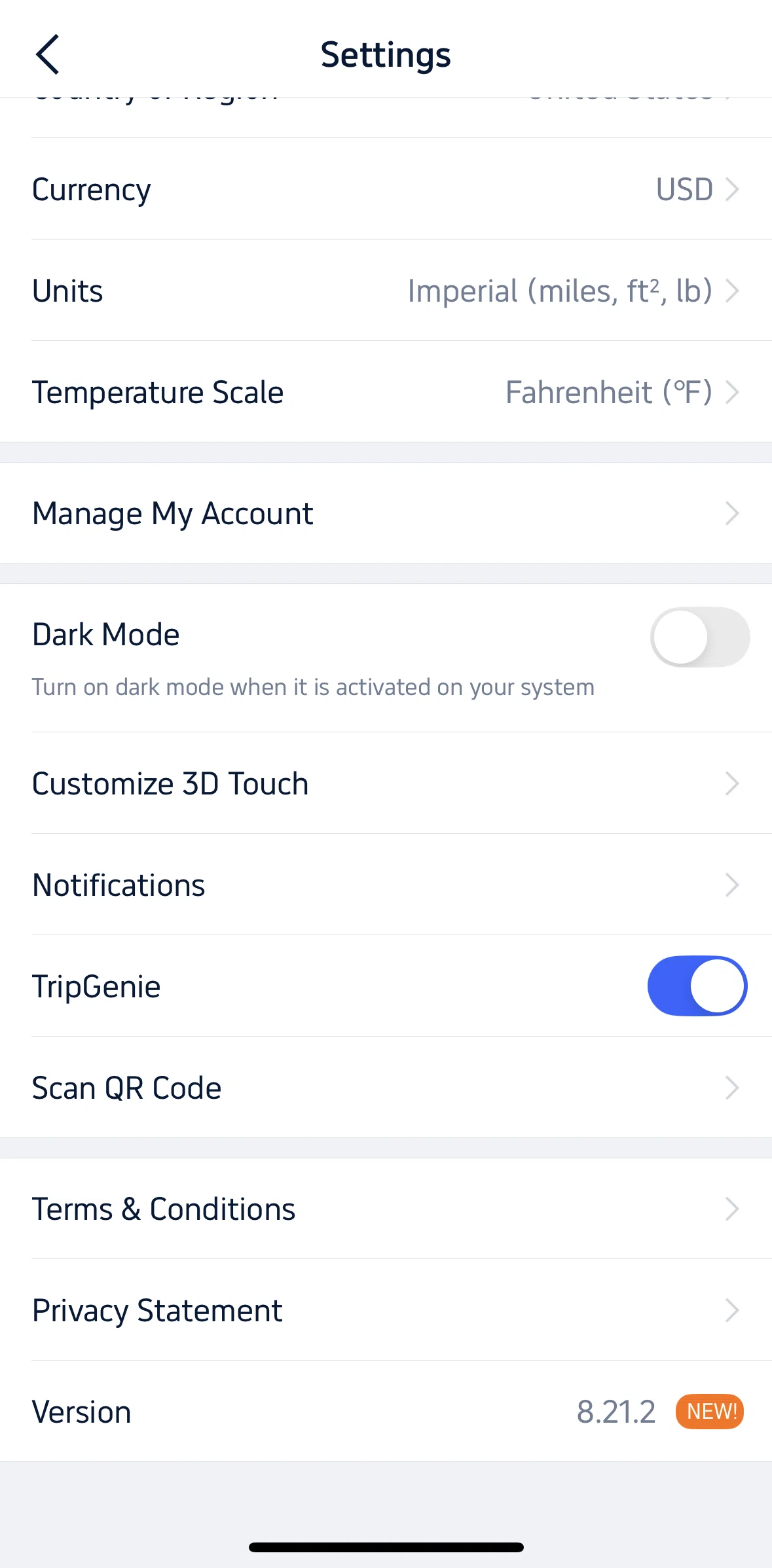 Trip.com Screen screen in the Customizing notifications flow