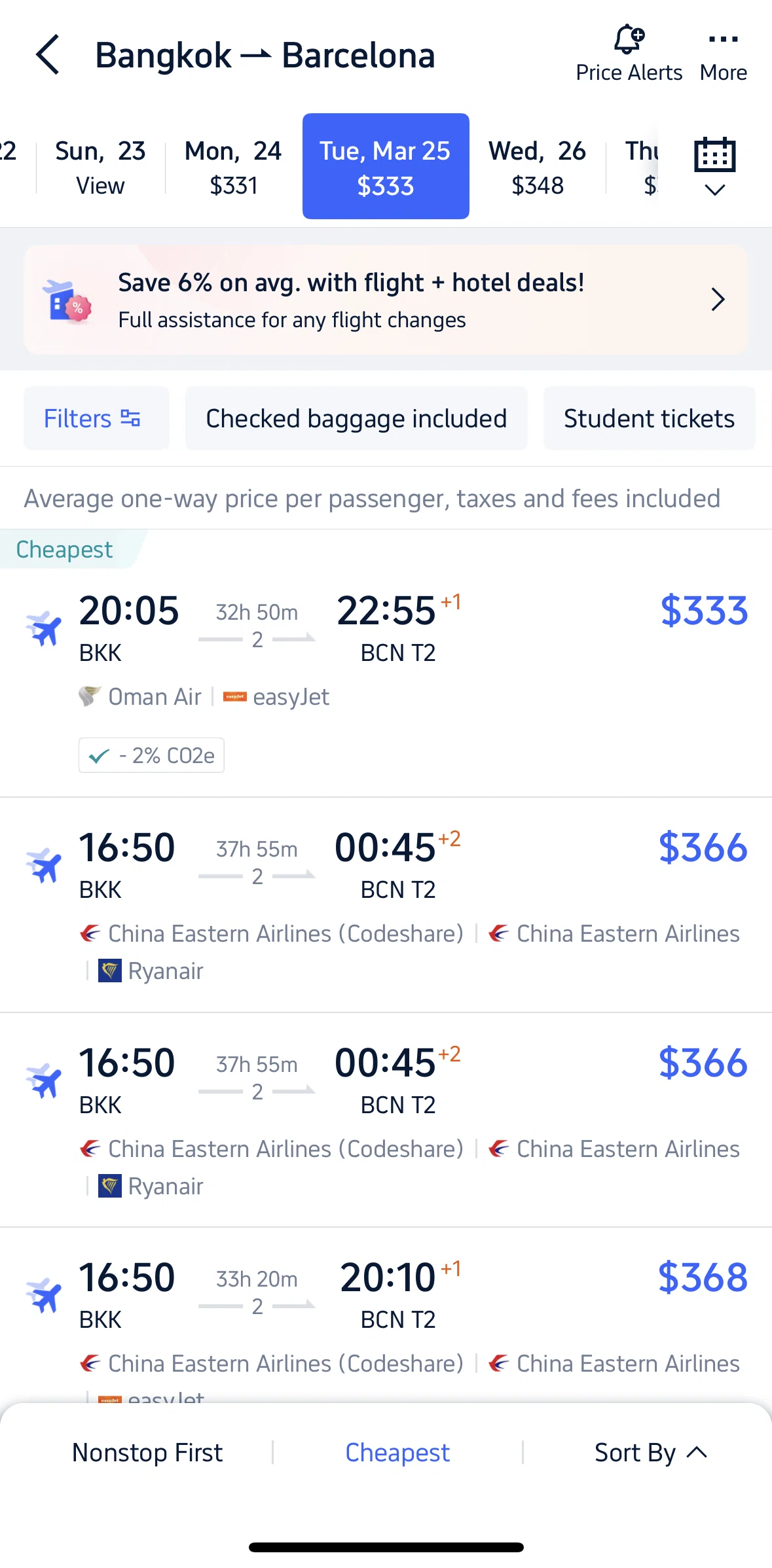 Trip.com Screen screen in the Flight details flow