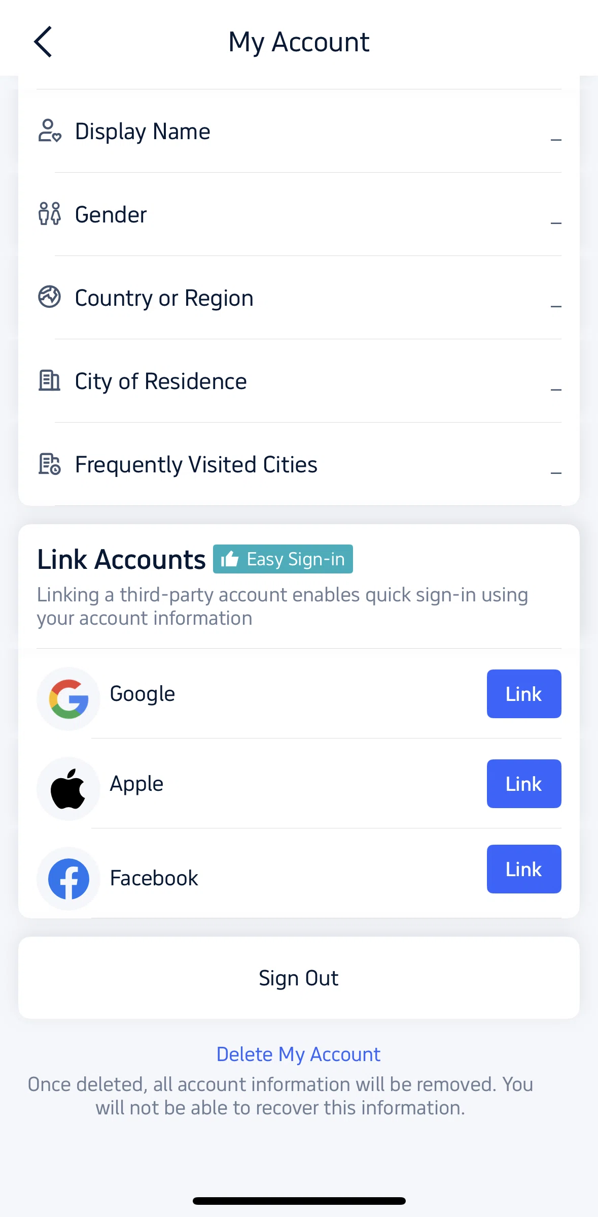 Trip.com Screen screen in the Logging out flow