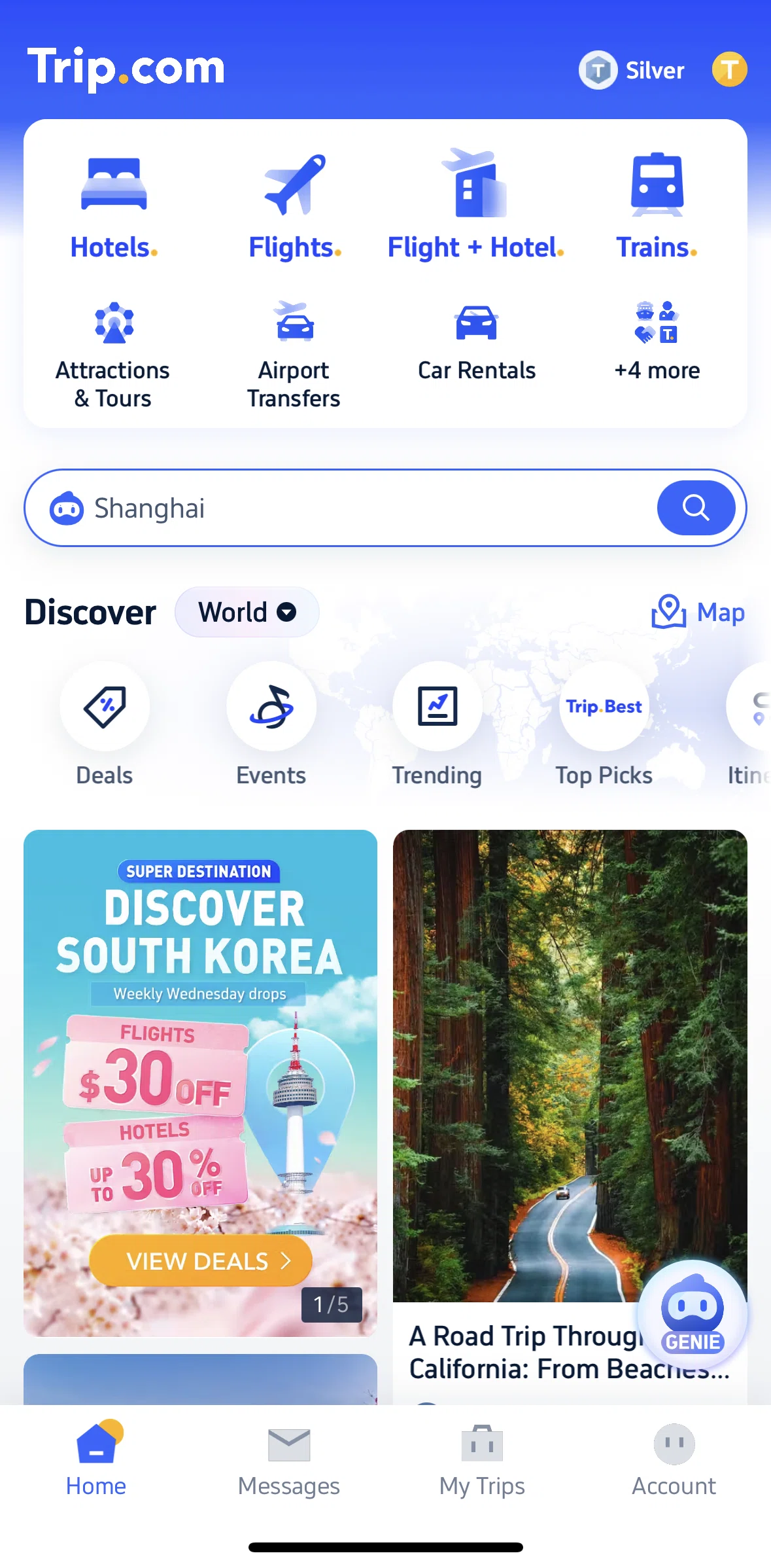 Trip.com Screen screen in the Messages flow