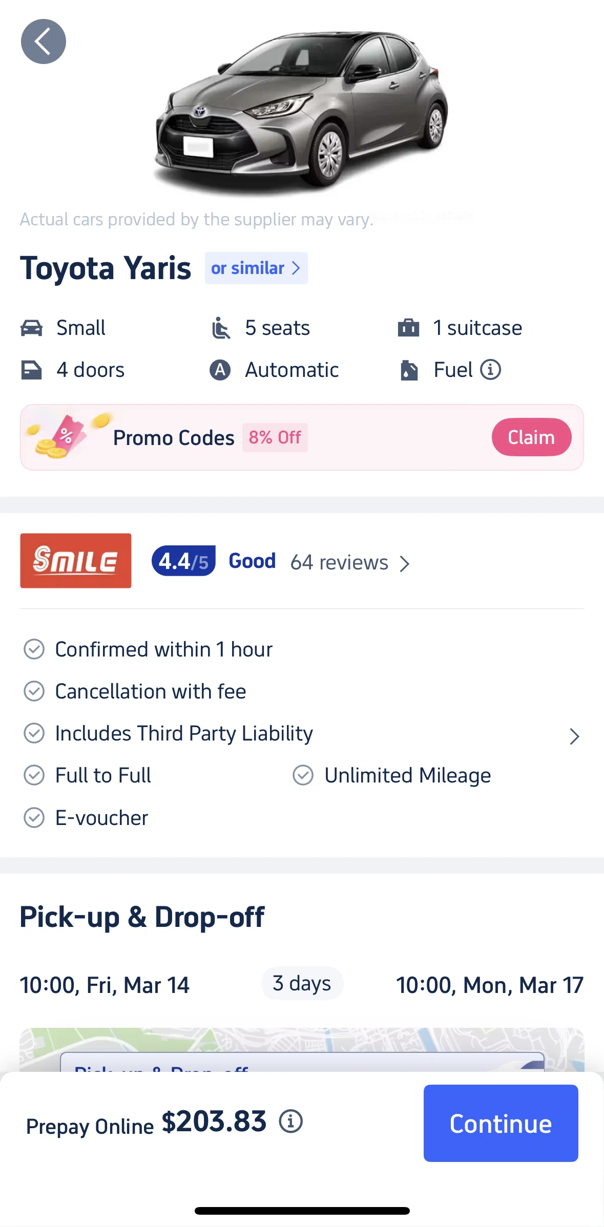 Trip.com Screen screen in the Reviews (Car rentals) flow