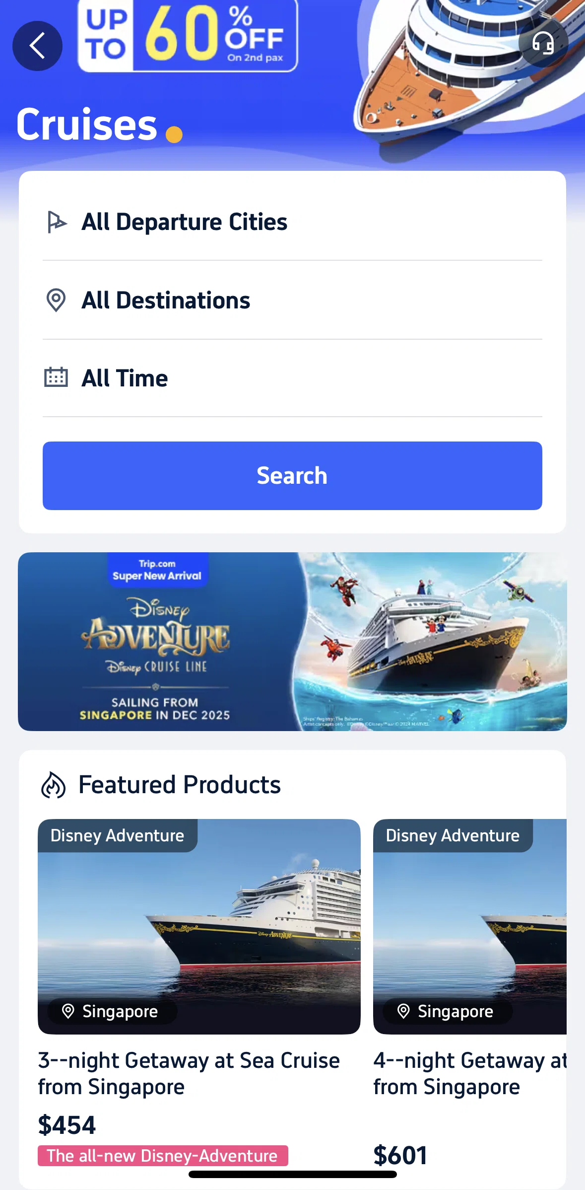 Trip.com Screen screen in the Searching cruises flow
