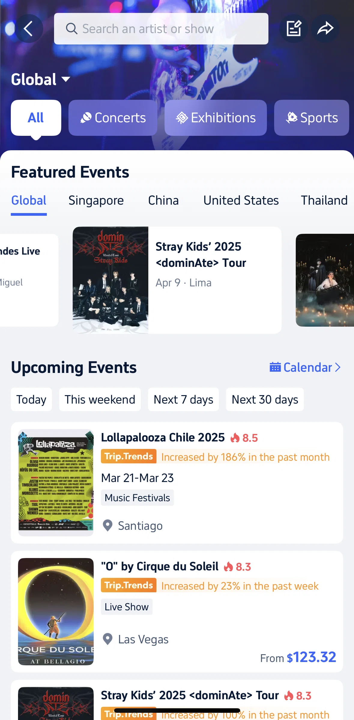 Trip.com Screen screen in the Searching events flow
