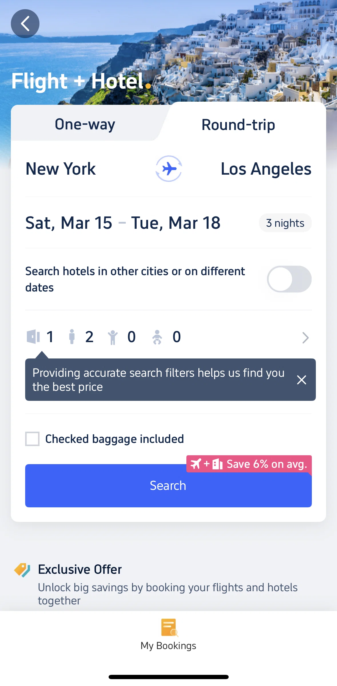 Trip.com Screen screen in the Searching flight + hotel flow