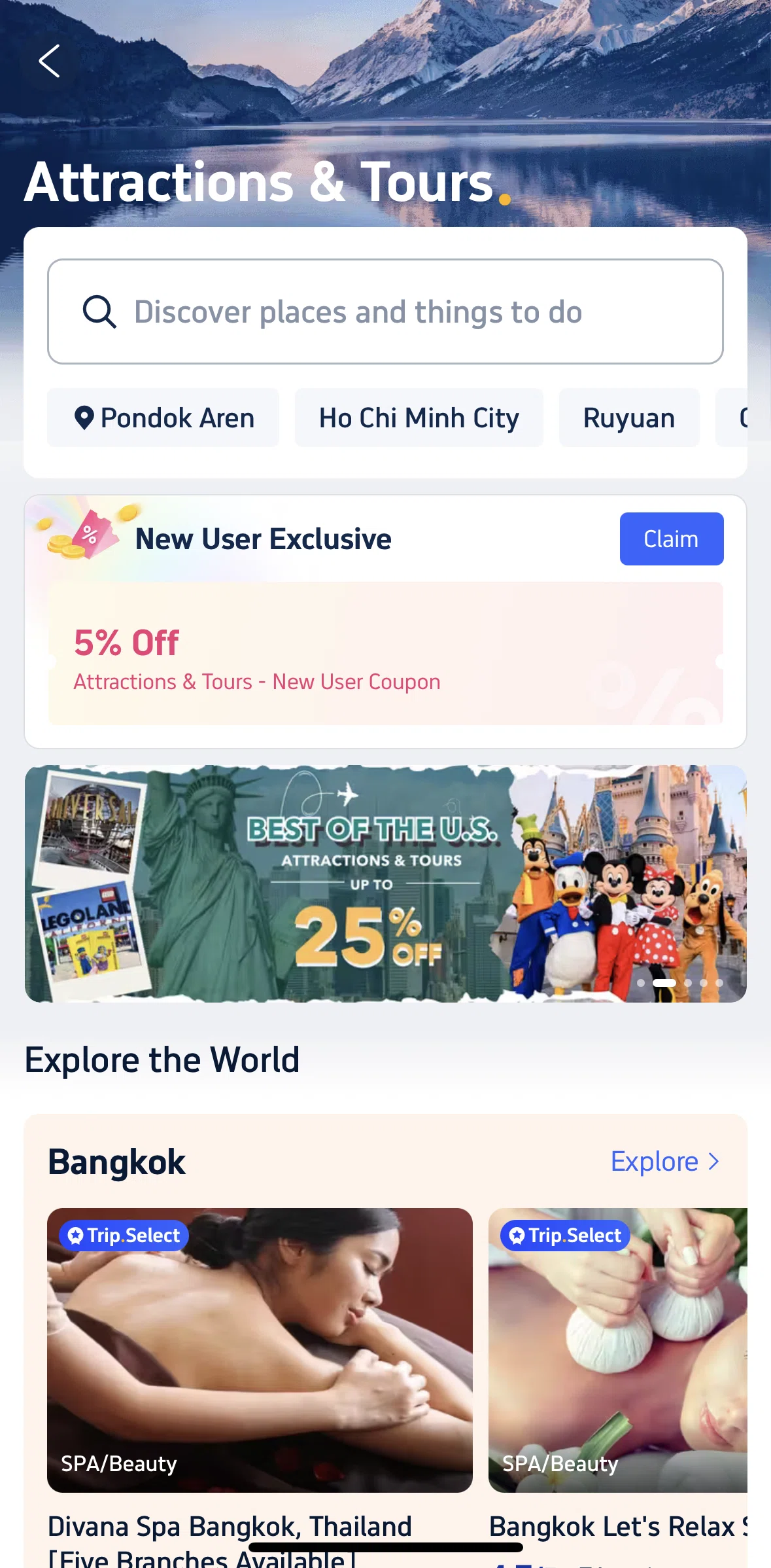 Trip.com Screen screen in the Searching tours flow
