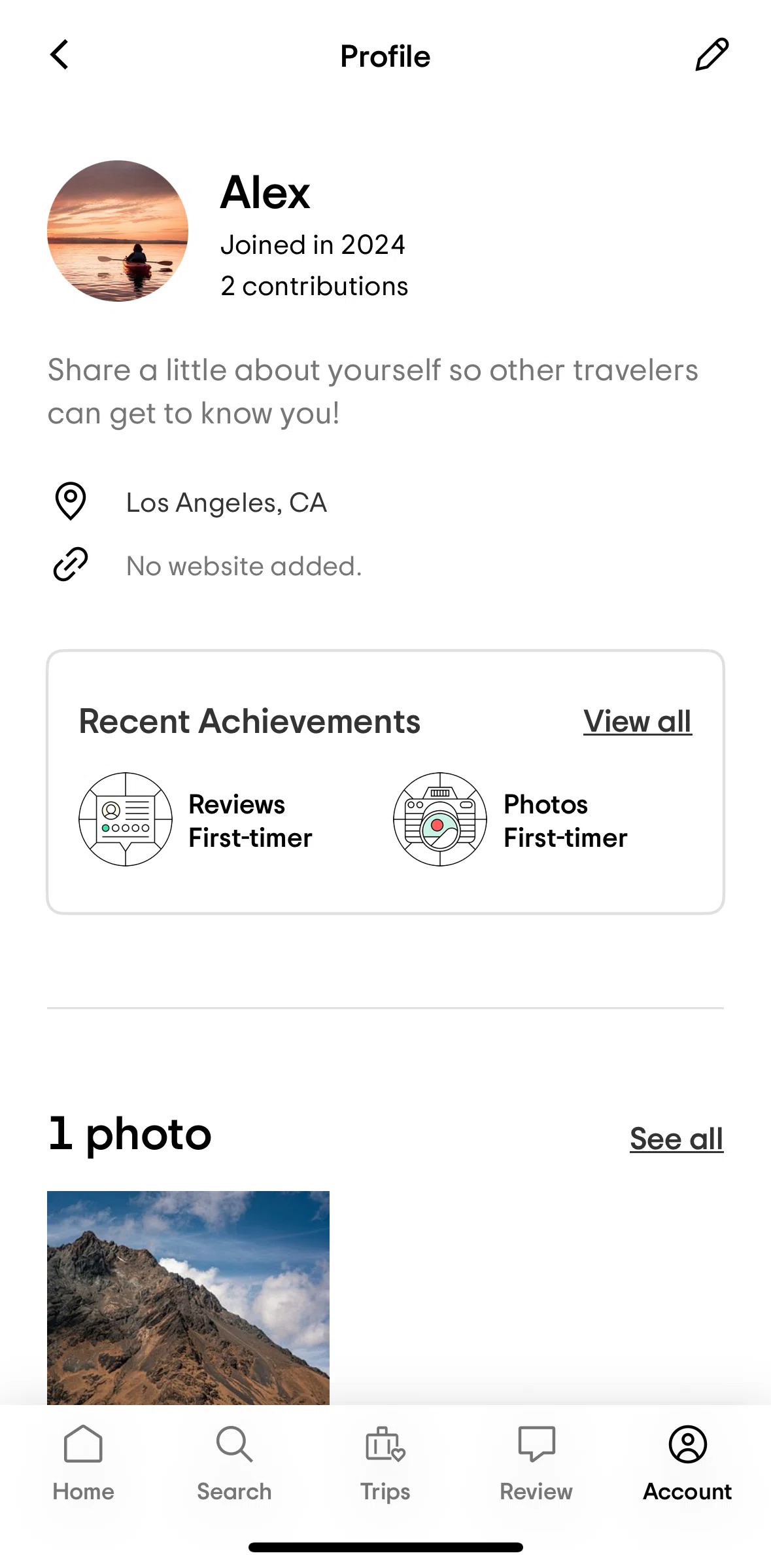 Tripadvisor Screen screen in the Achievements flow