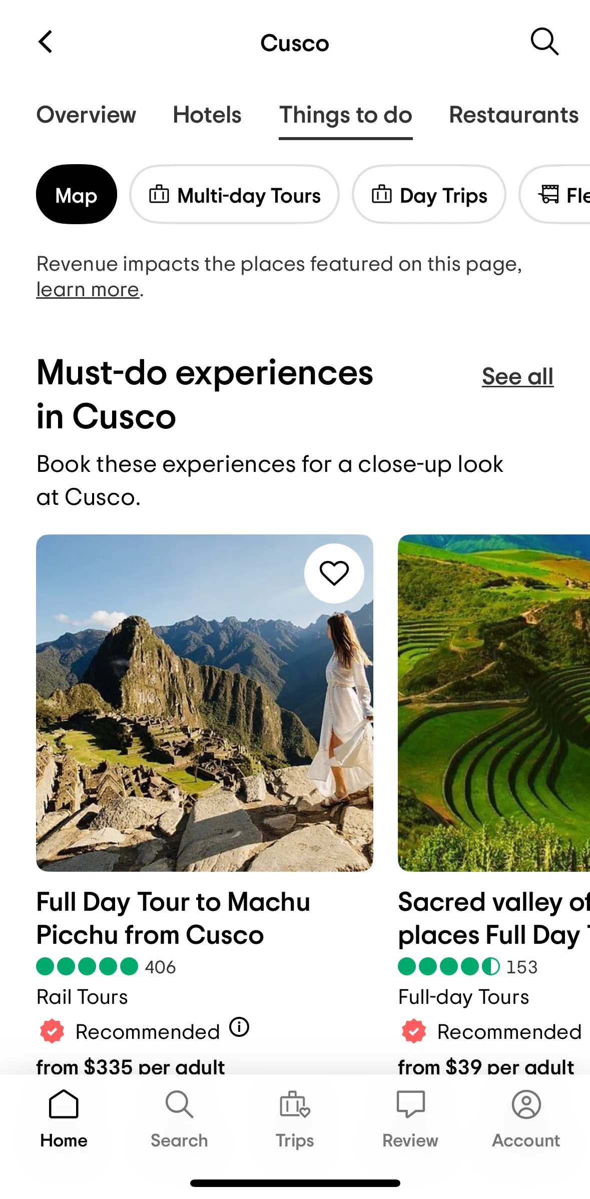 Tripadvisor Screen screen in the Activity details flow