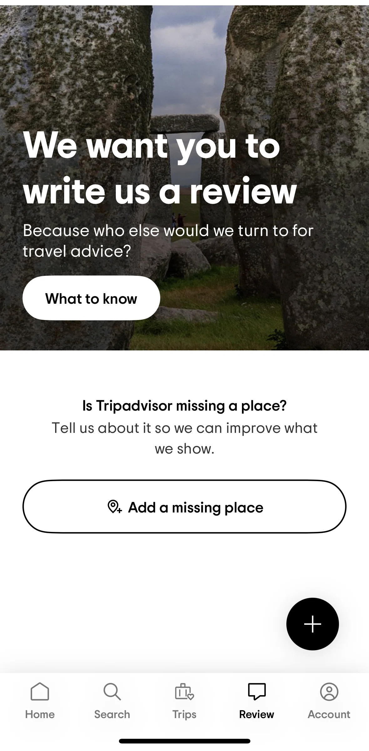 Tripadvisor Screen screen in the Adding a place flow