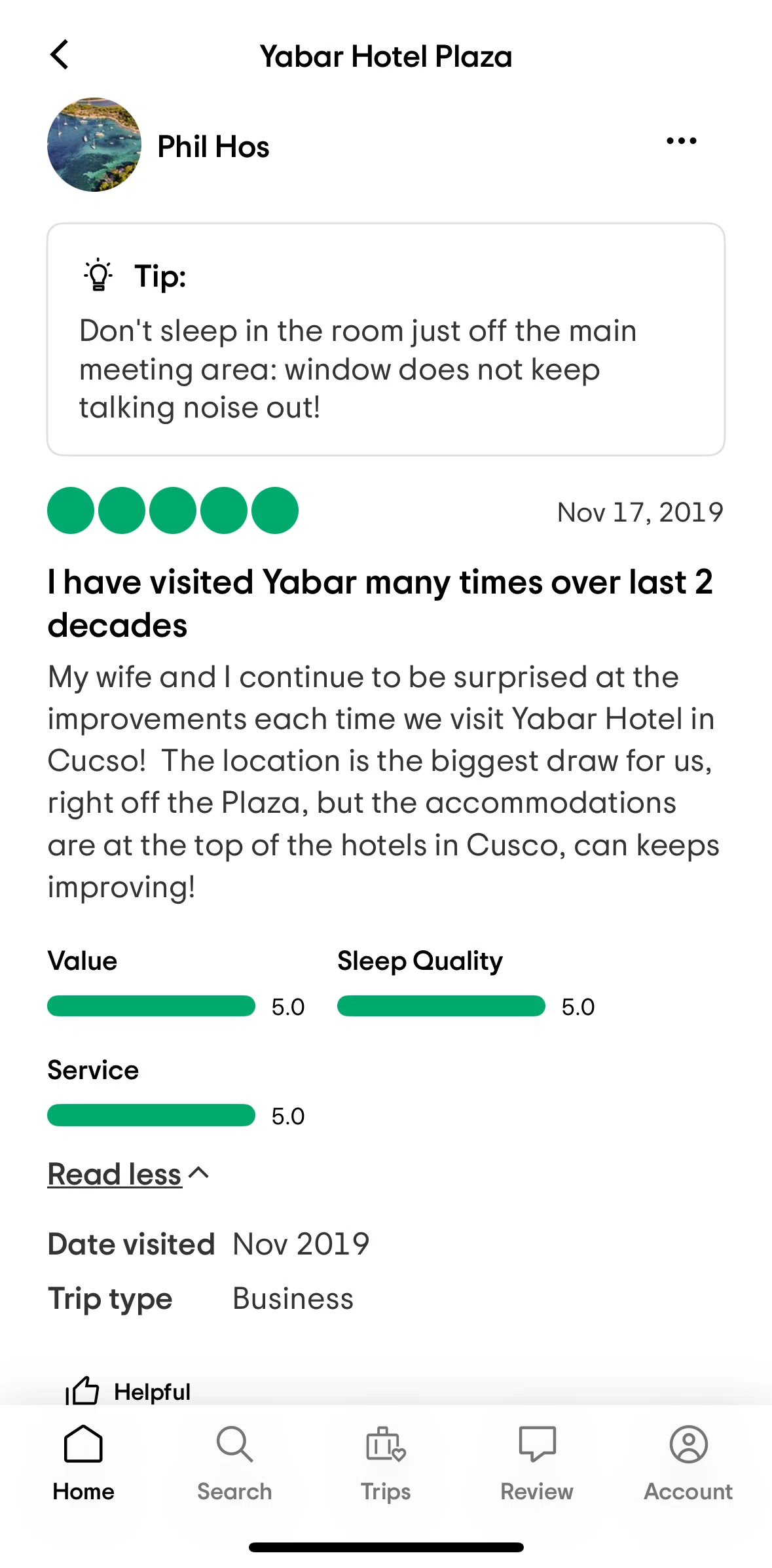 Tripadvisor Screen screen in the Blocking a user flow