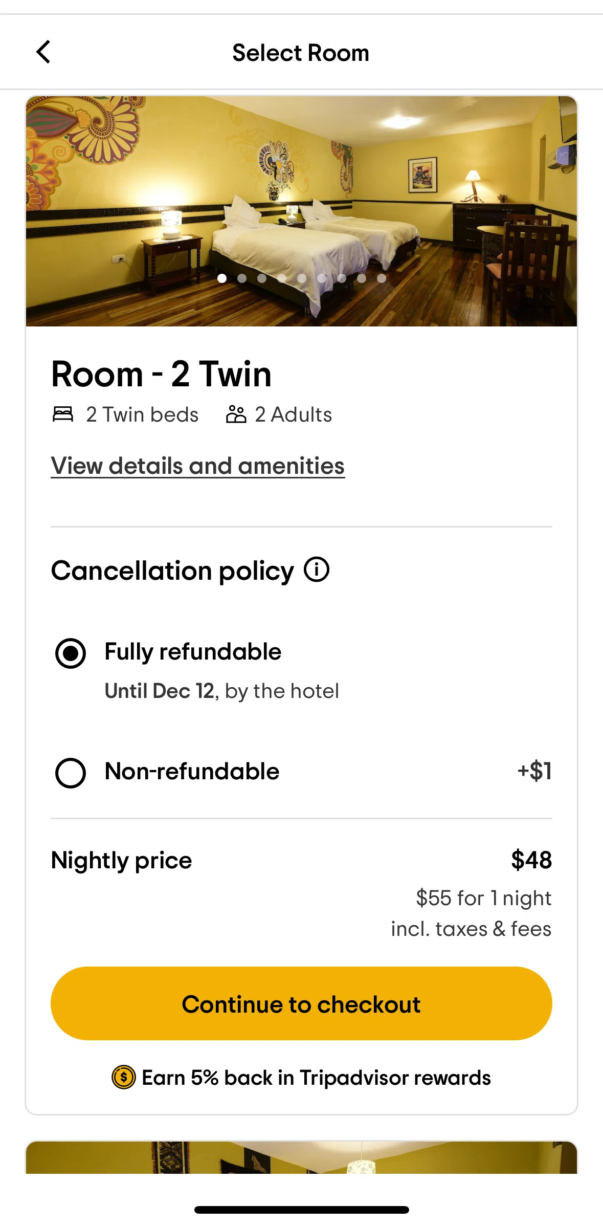 Tripadvisor Screen screen in the Booking a hotel flow