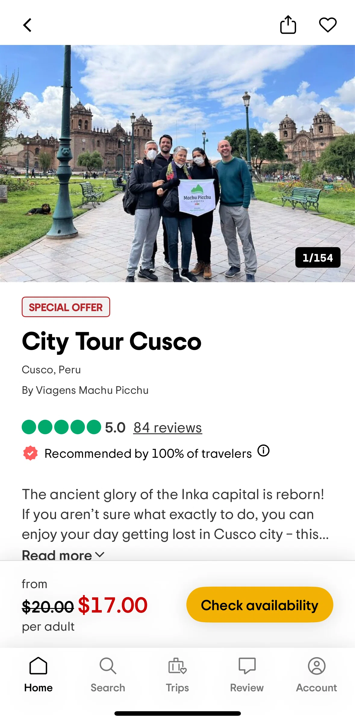 Tripadvisor Screen screen in the Booking an activity flow