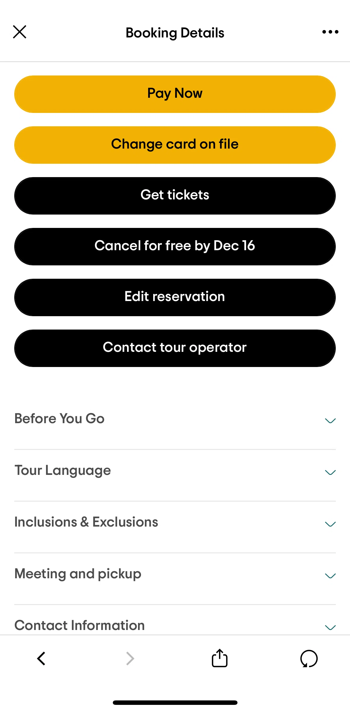 Tripadvisor Screen screen in the Canceling a booking (activity) flow