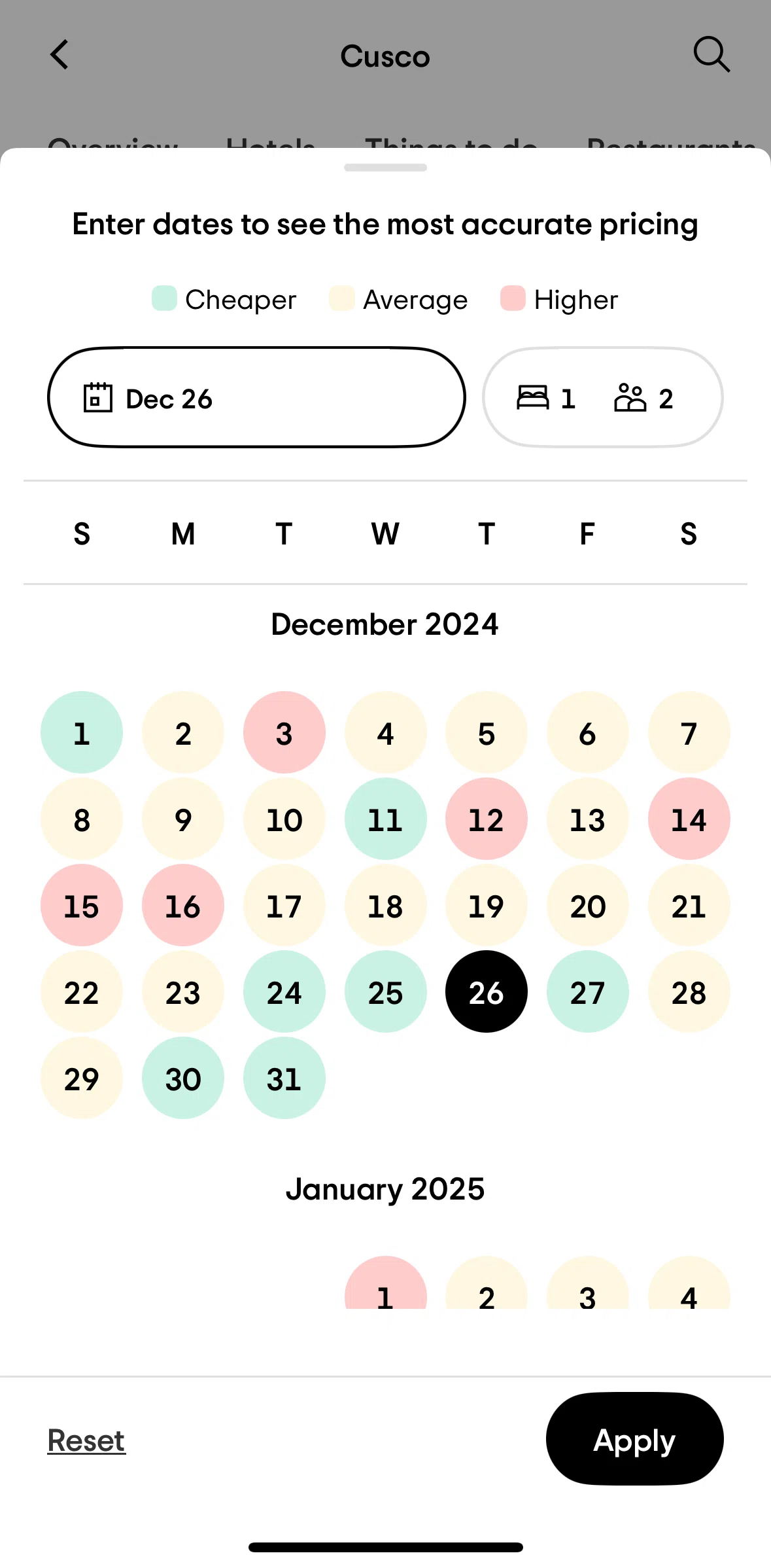 Tripadvisor Screen screen in the Customizing number of persons flow