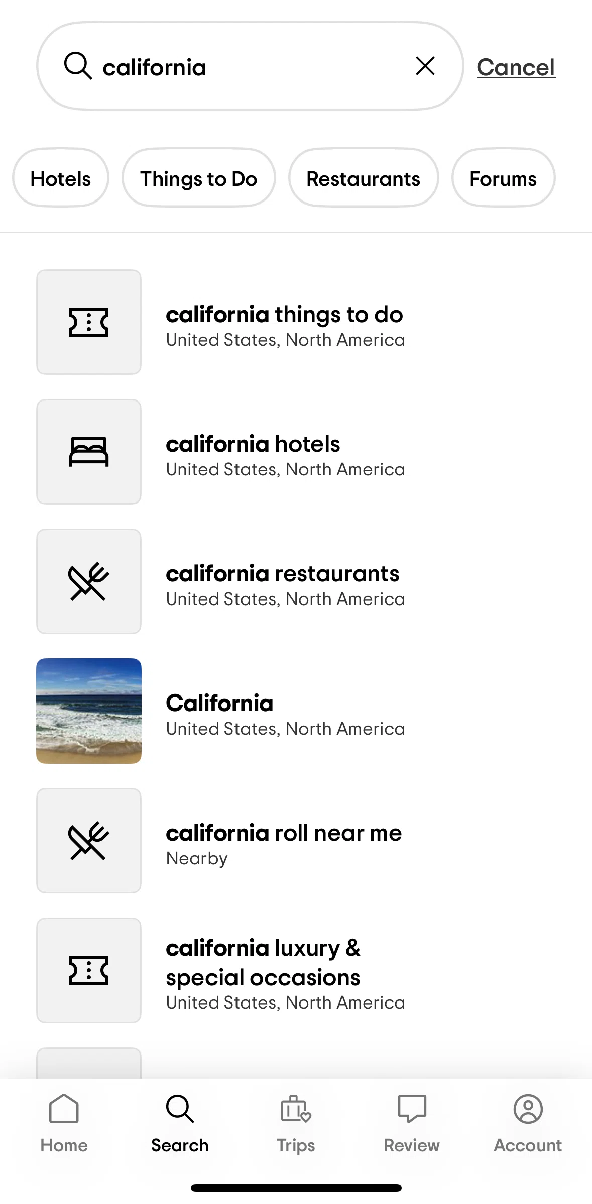 Tripadvisor Screen screen in the Forums flow