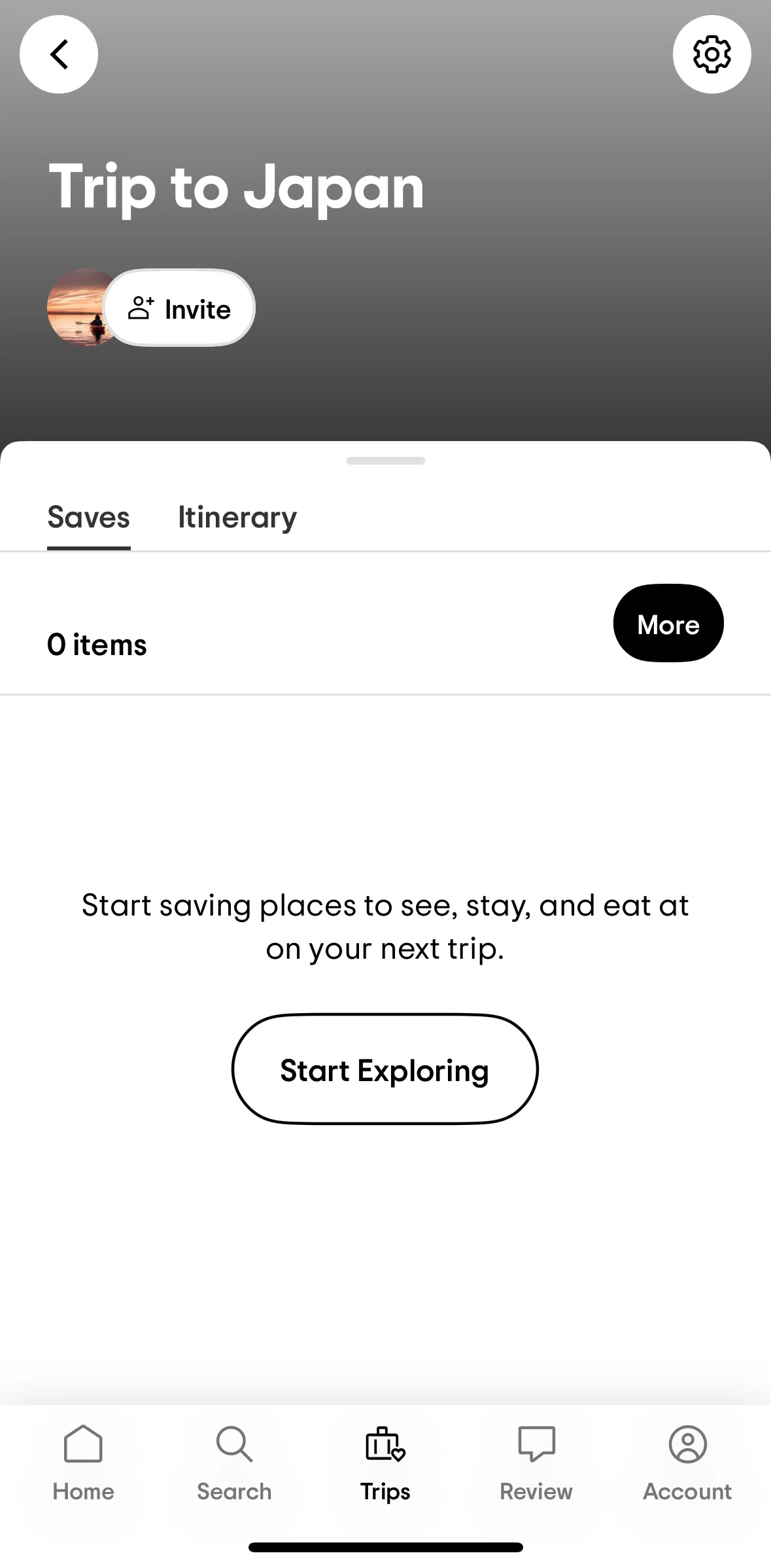 Tripadvisor Screen screen in the Inviting collaborators flow