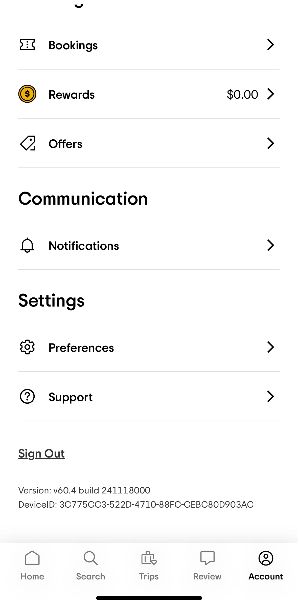 Tripadvisor Screen screen in the Logging out flow