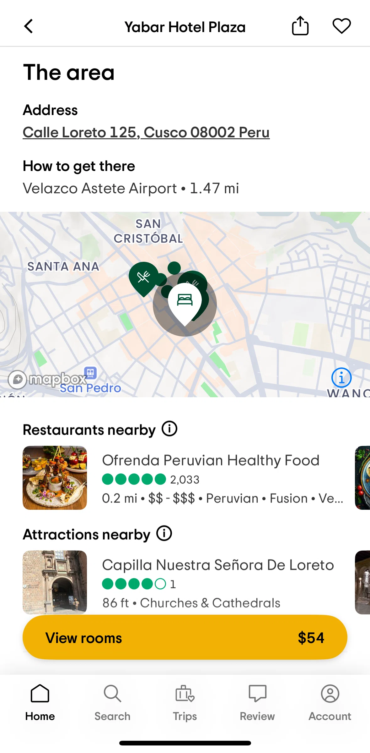 Tripadvisor Screen screen in the Map view flow