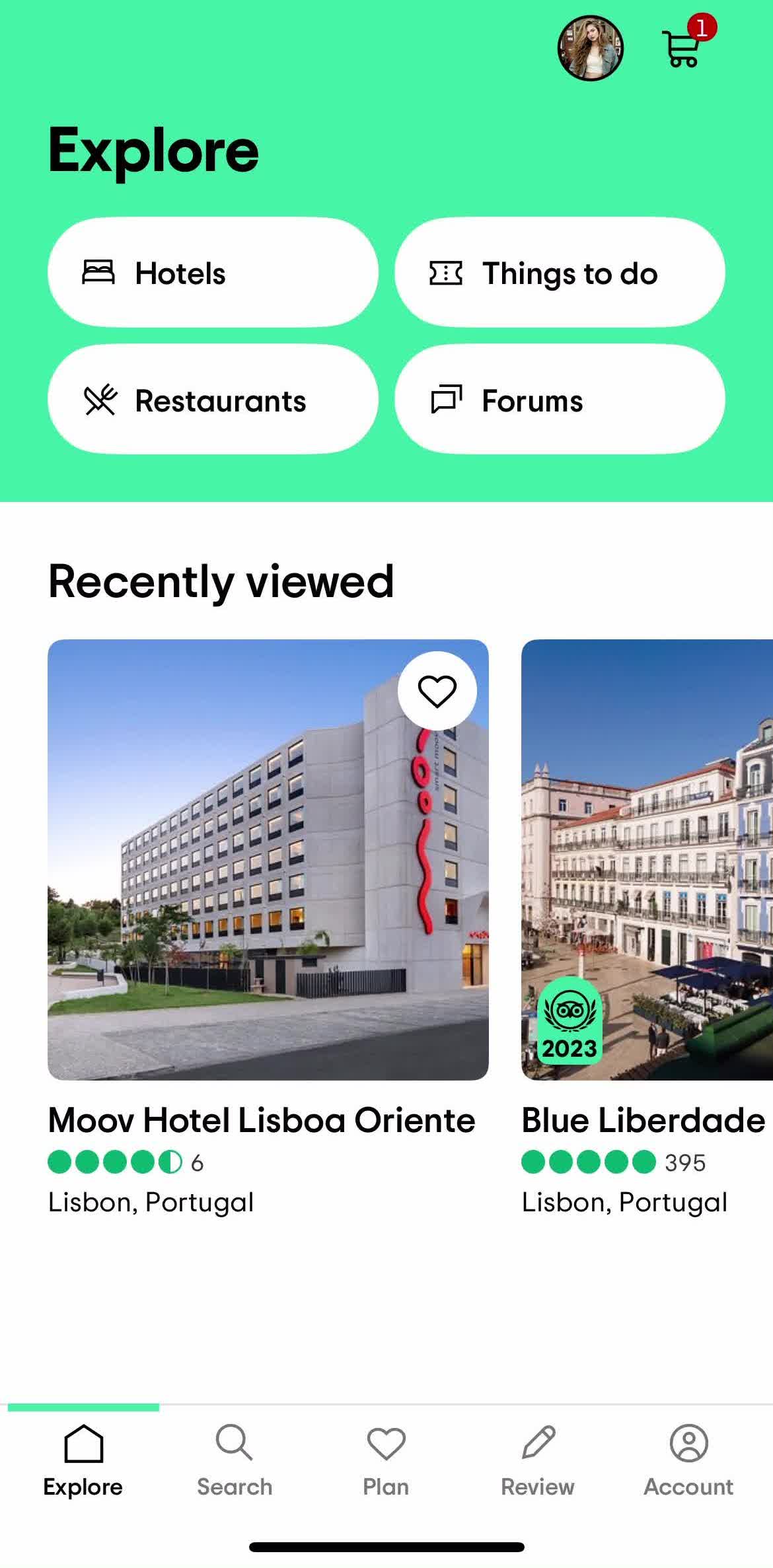 Tripadvisor Home screen in the Saving flow