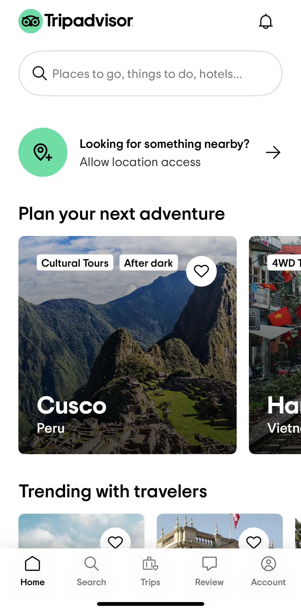 Tripadvisor Screen screen in the Search flow