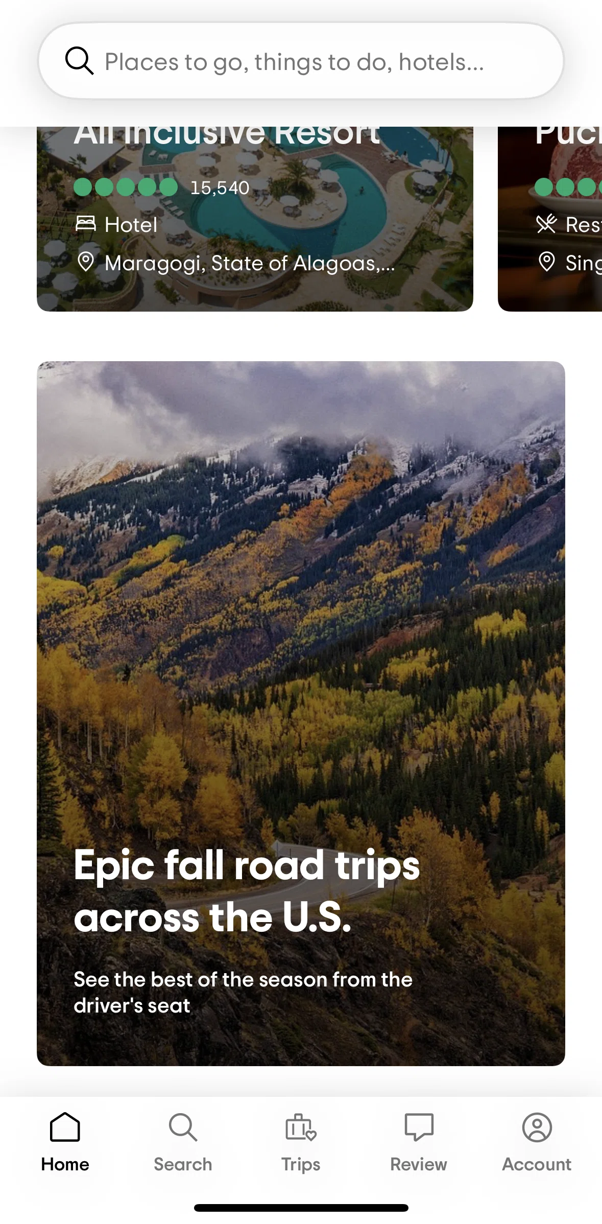Tripadvisor Screen screen in the View article flow