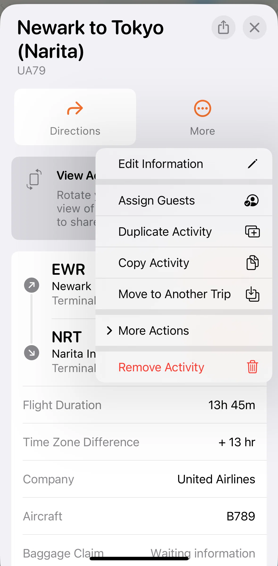 Tripsy Screen screen in the Copying an activity flow