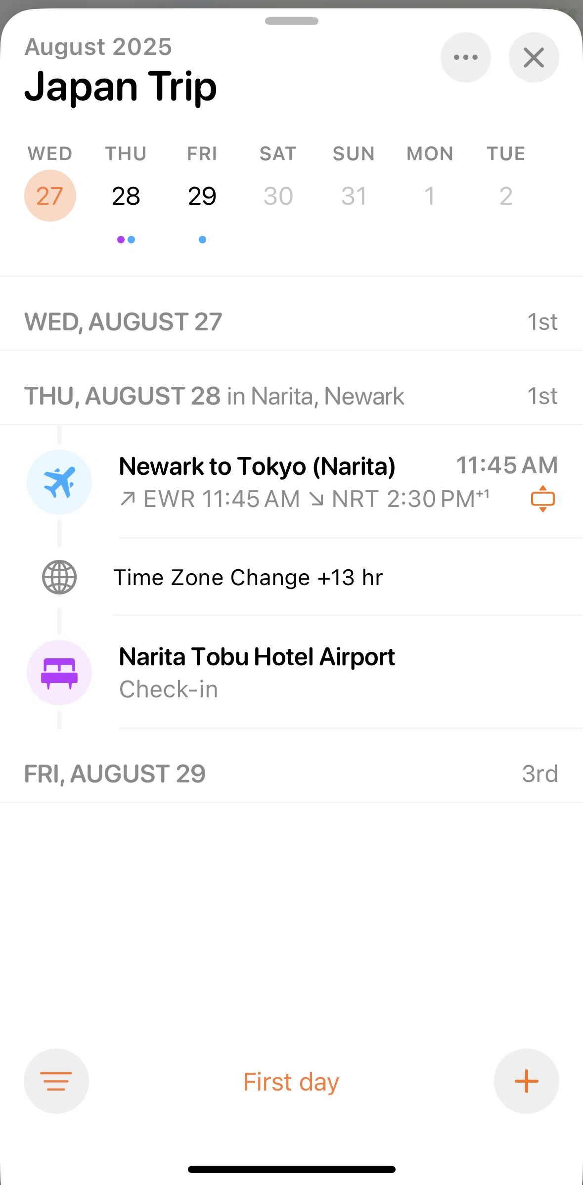 Tripsy Screen screen in the FIltering itinerary flow