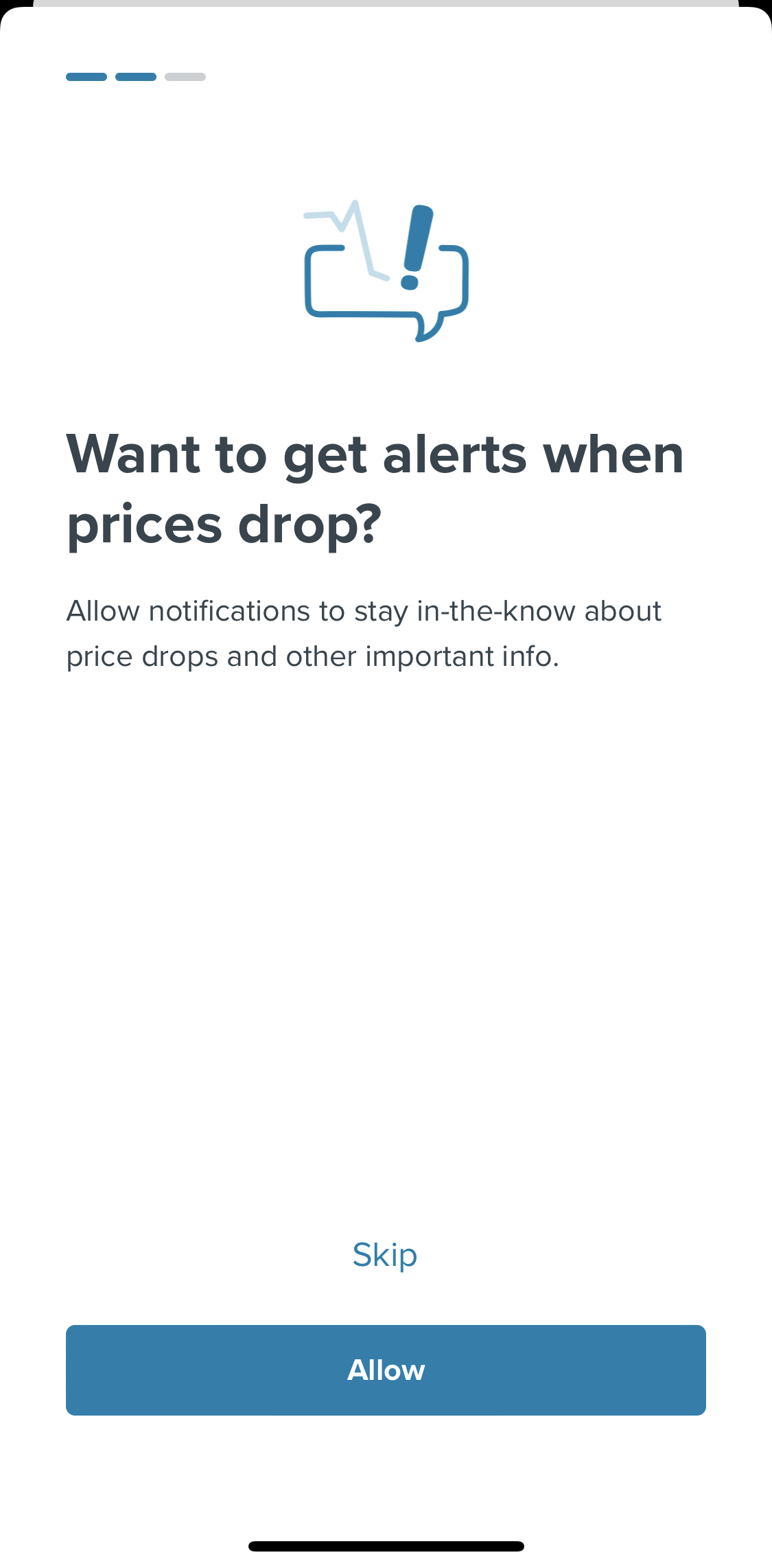 Trivago Enable notifications screen in the General Browsing flow