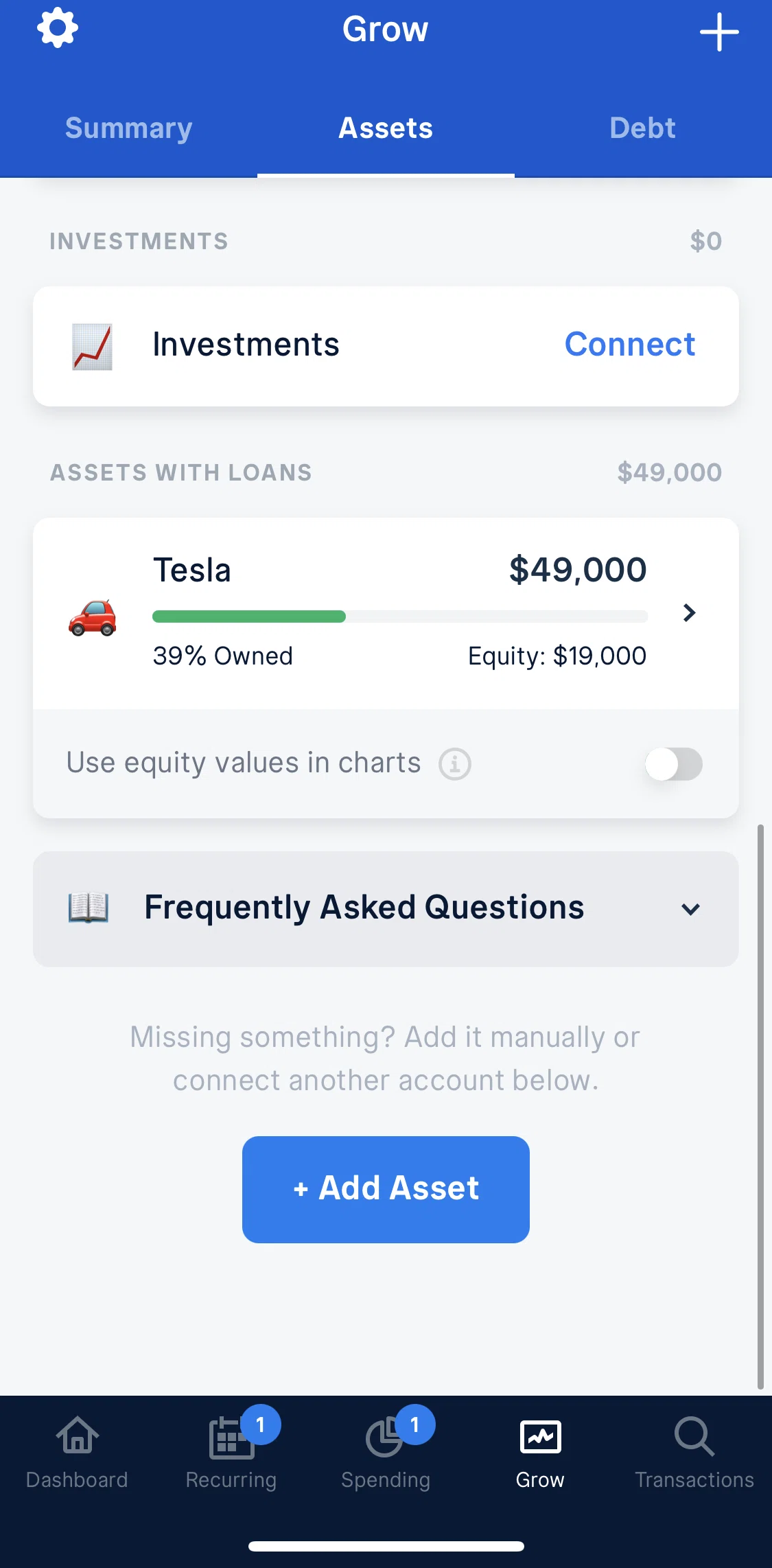 Truebill Screen screen in the Adding mortgage flow