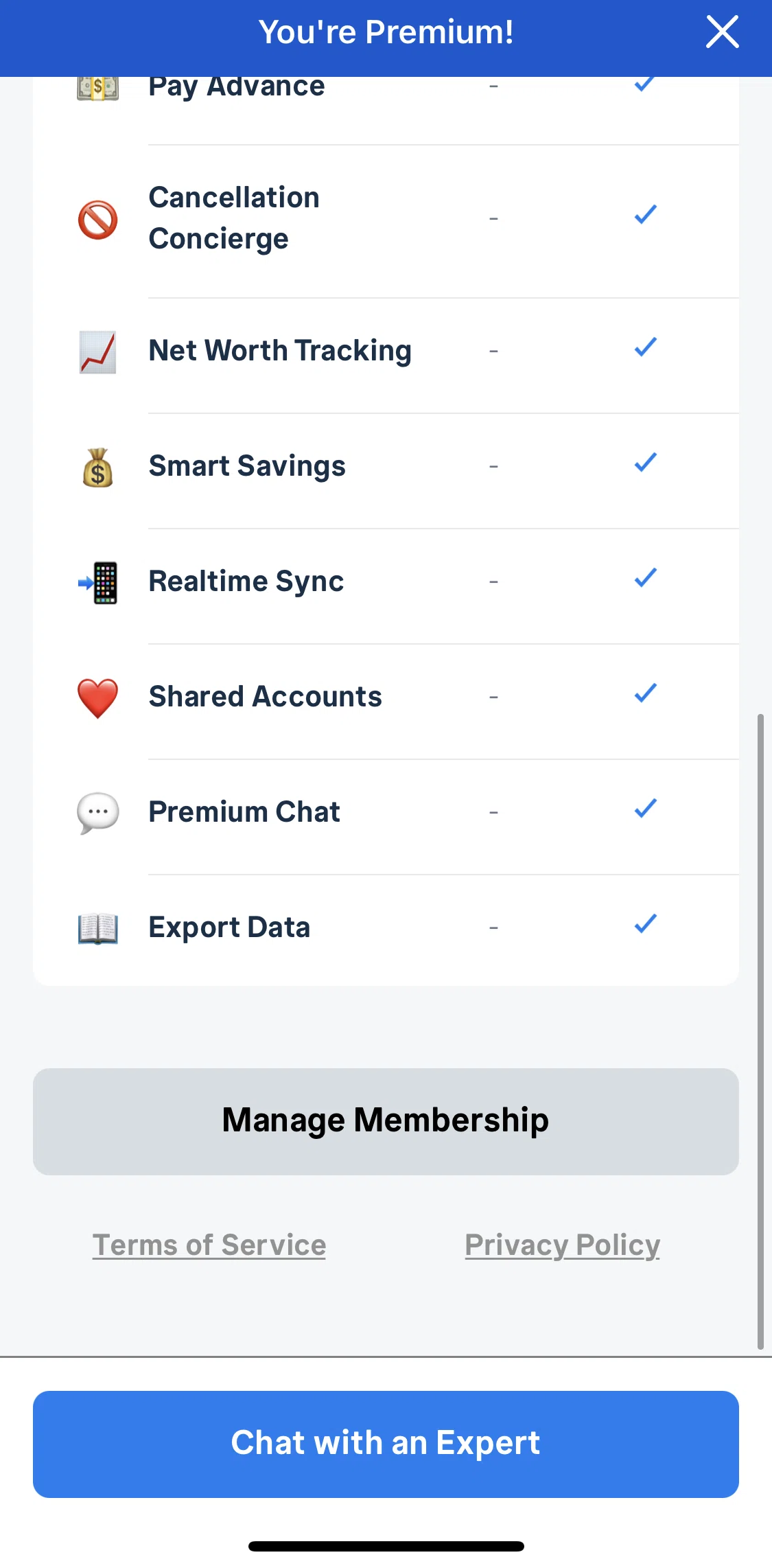 Truebill Screen screen in the Cancelling subscription flow