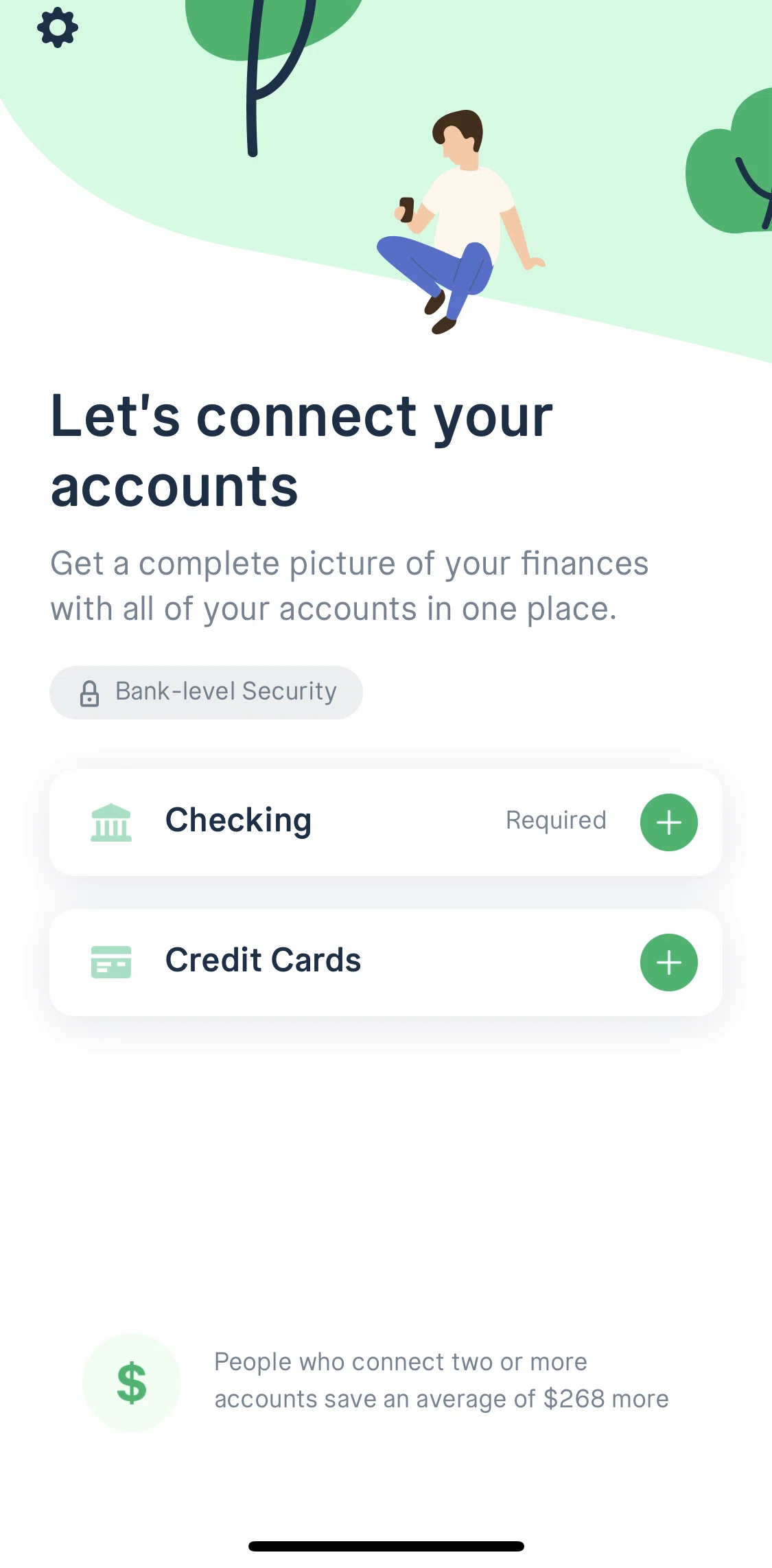 Truebill Screen screen in the Connecting bank account flow