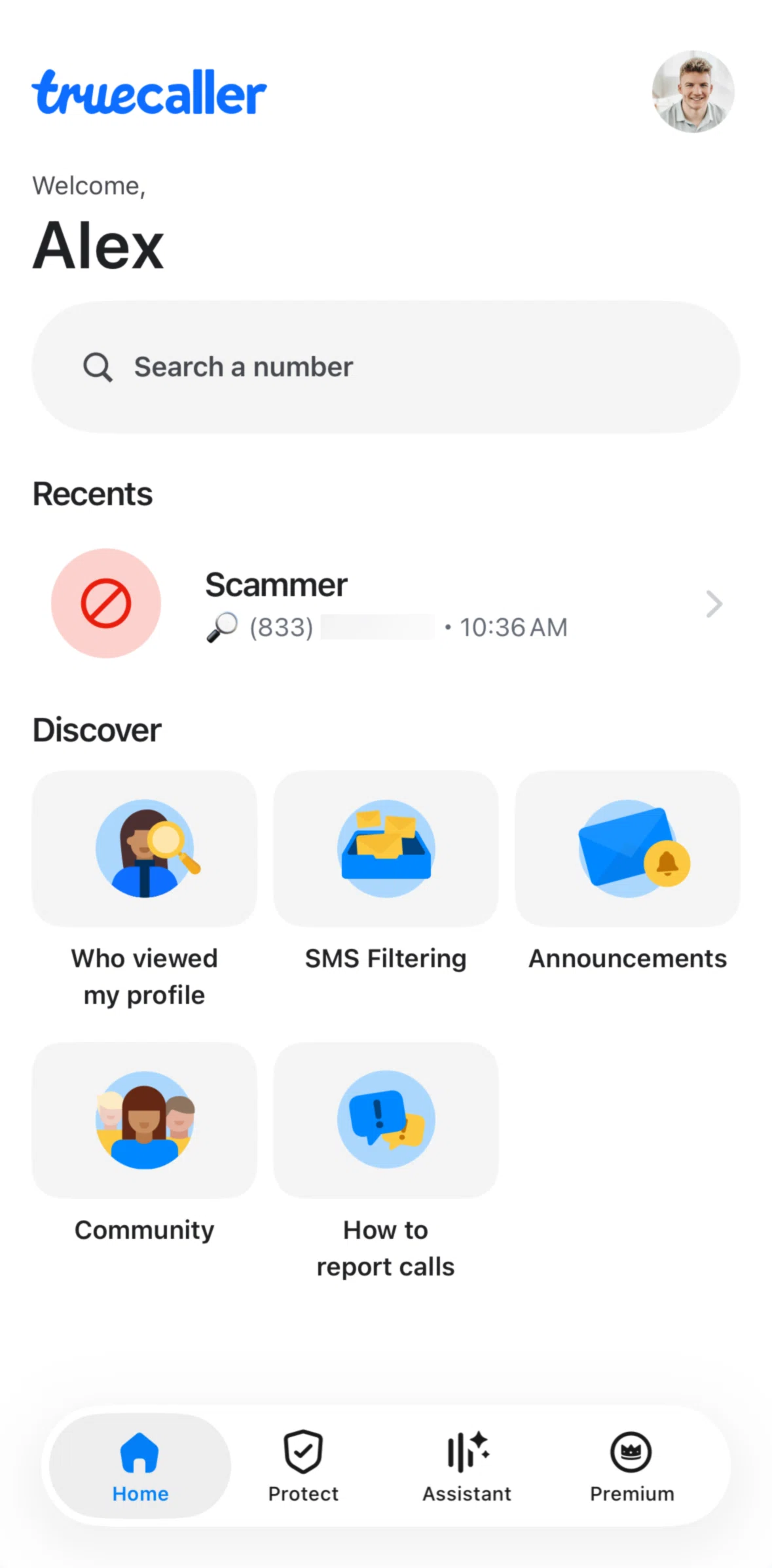 Truecaller Screen screen in the Account flow