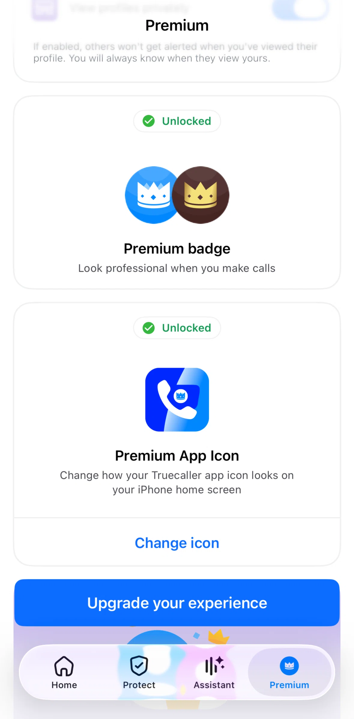 Truecaller Screen screen in the Changing app icon flow