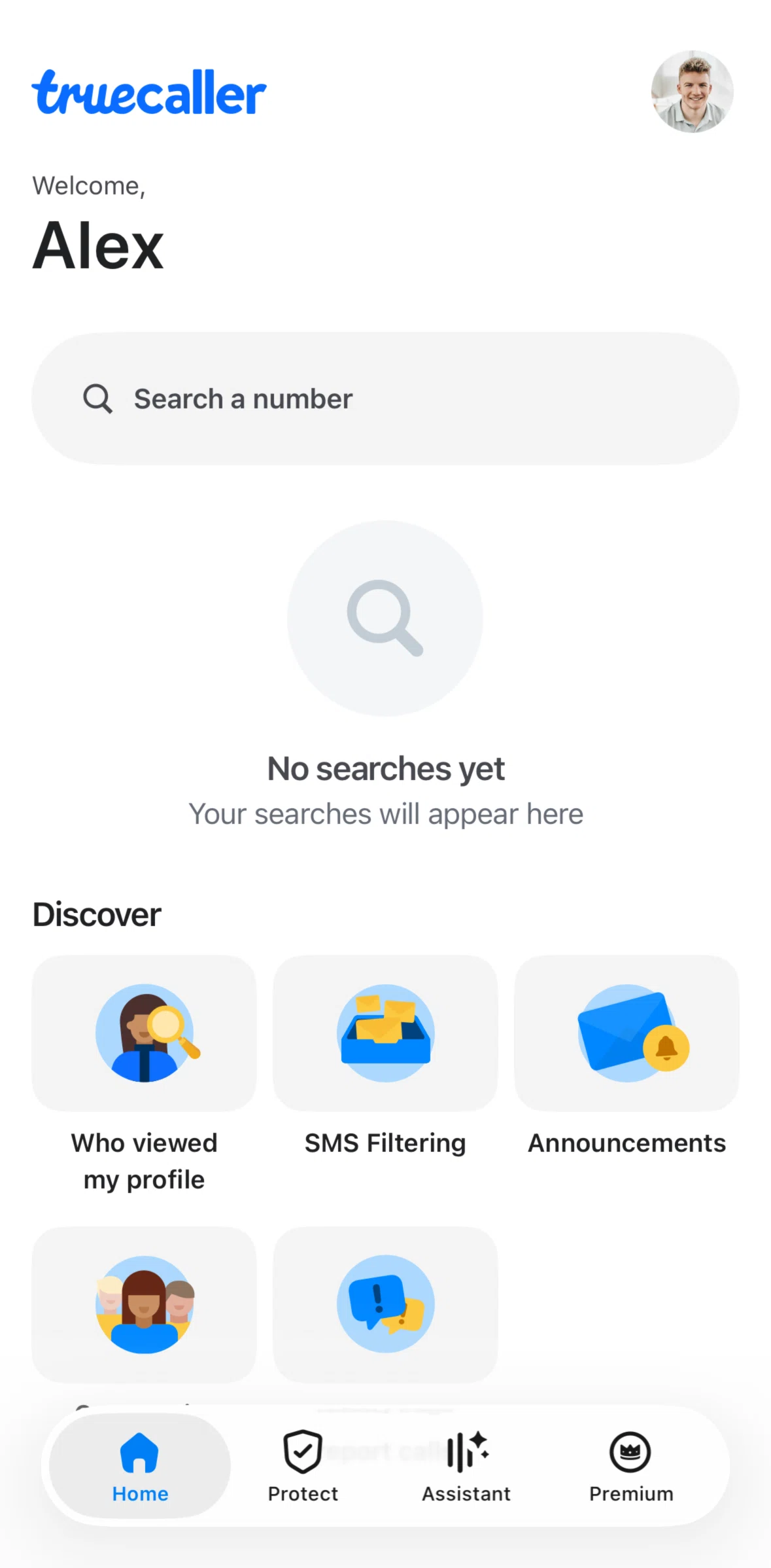 Truecaller Screen screen in the Home flow
