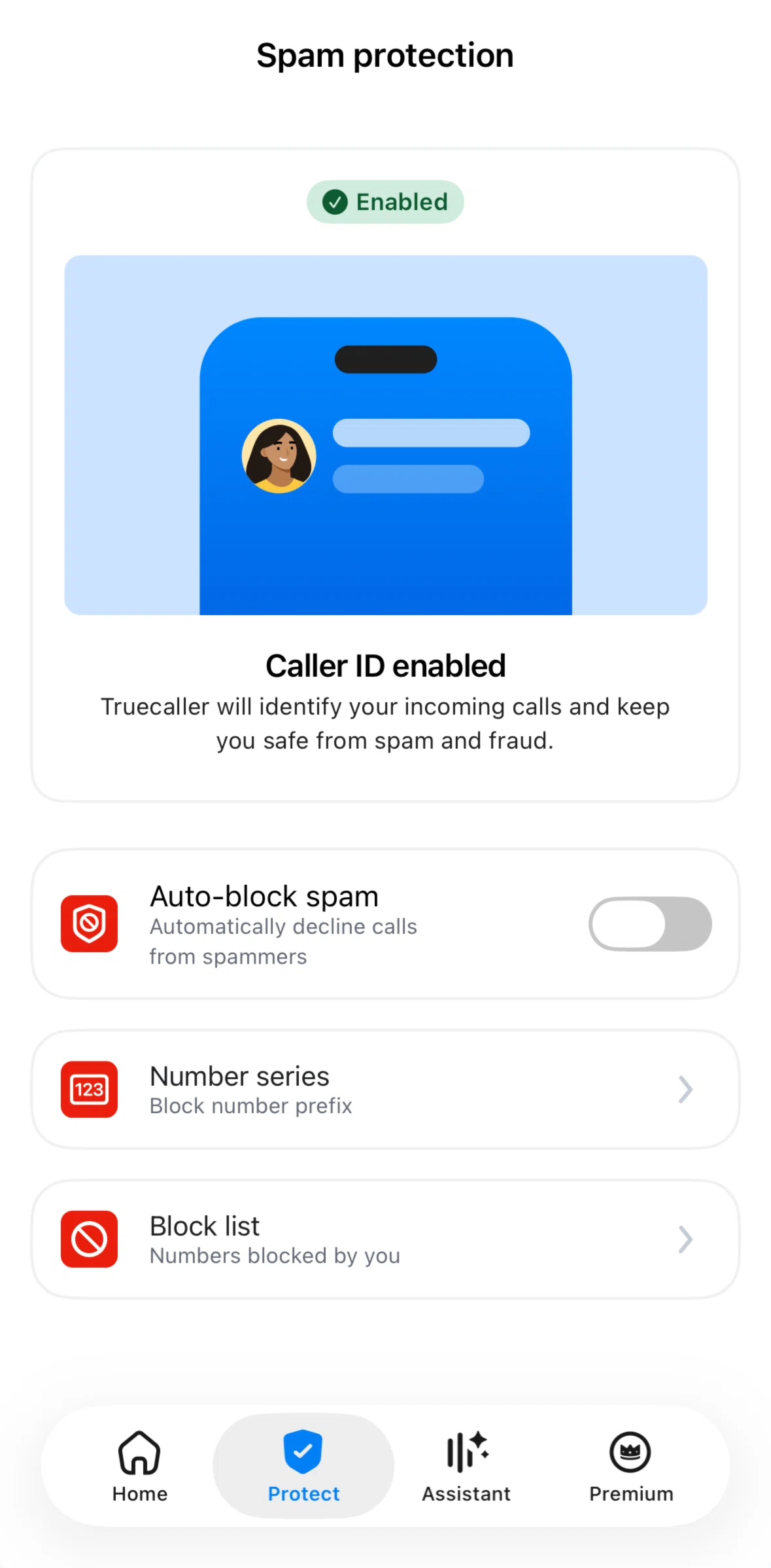 Truecaller Screen screen in the Number series flow