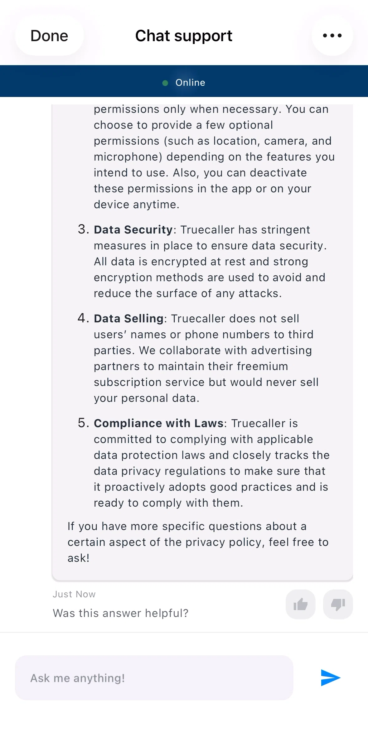 Truecaller Screen screen in the Rating a response flow