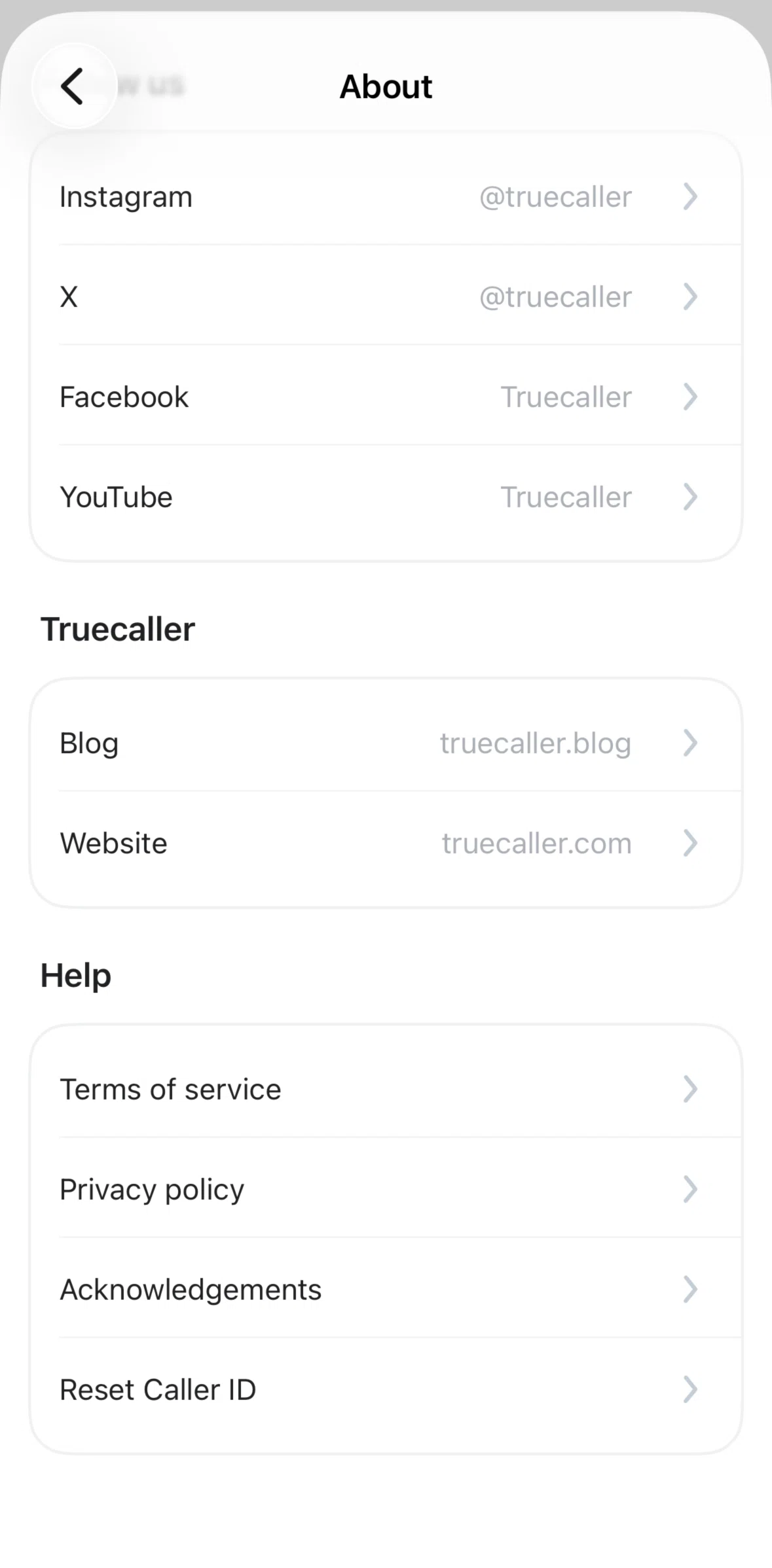 Truecaller Screen screen in the Reset caller ID flow