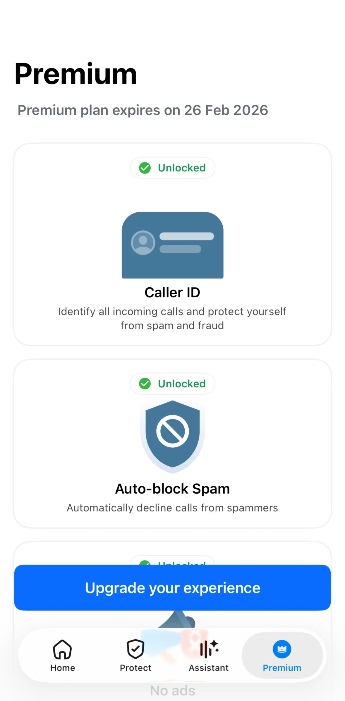 Truecaller Screen screen in the Upgrade a plan flow