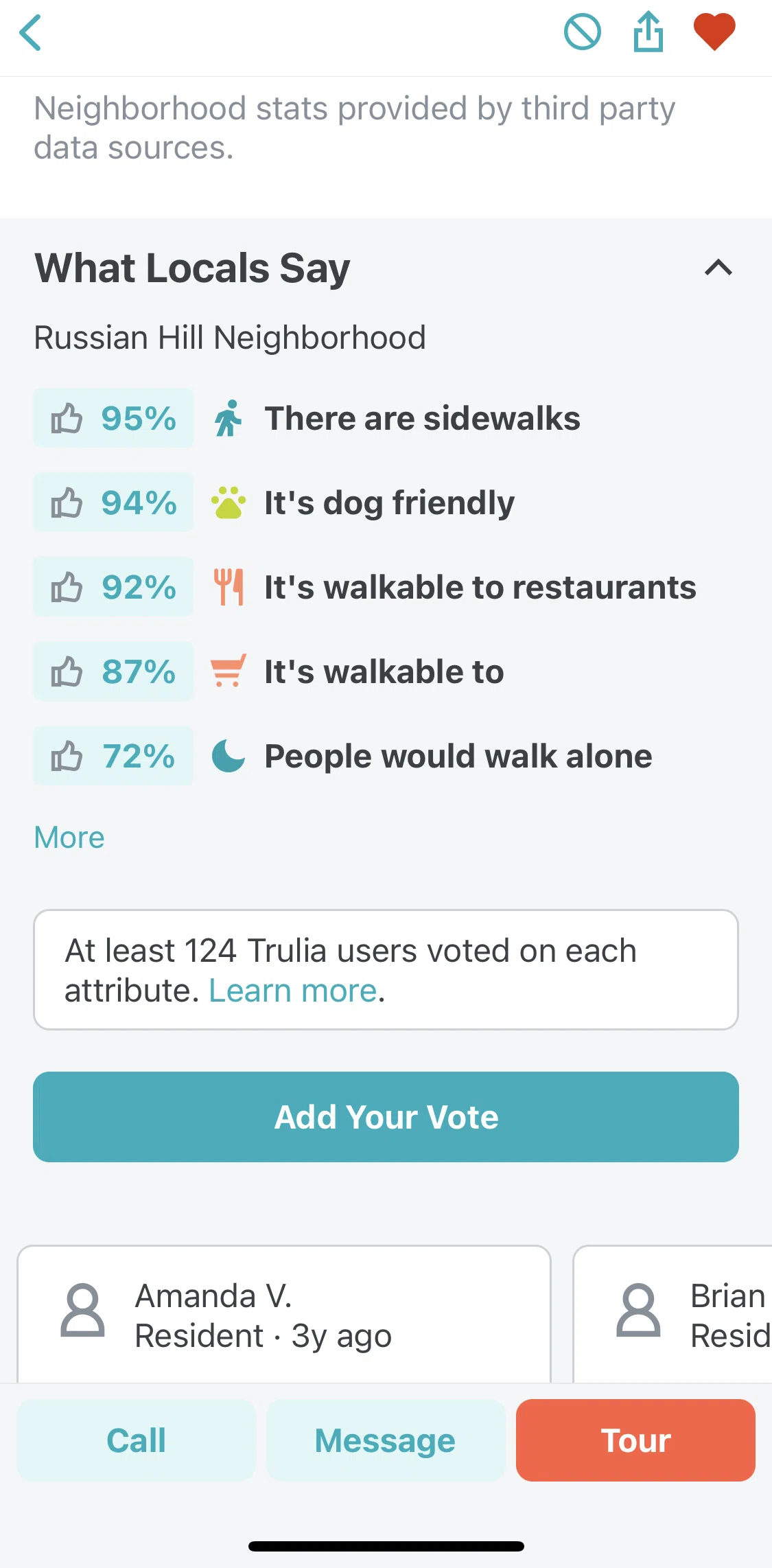 Trulia Screen screen in the Adding a vote flow