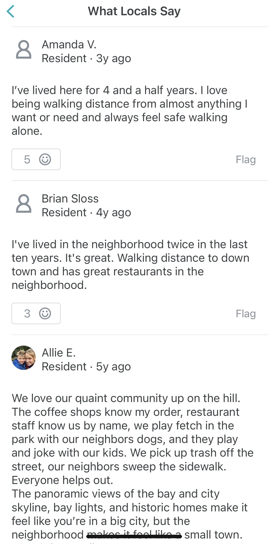 Trulia Screen screen in the Flagging a comment flow