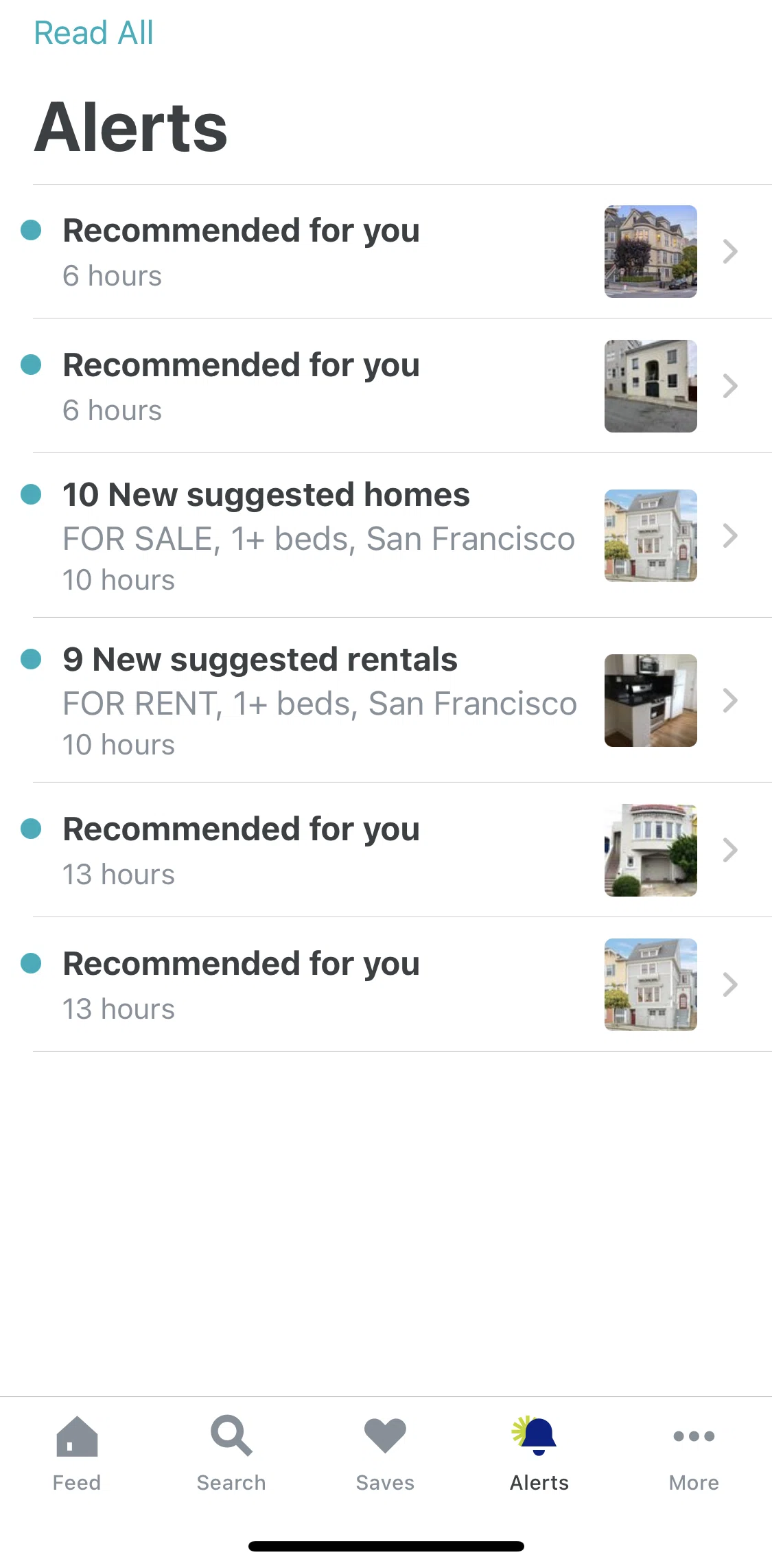Trulia Screen screen in the Marking all alerts as read flow