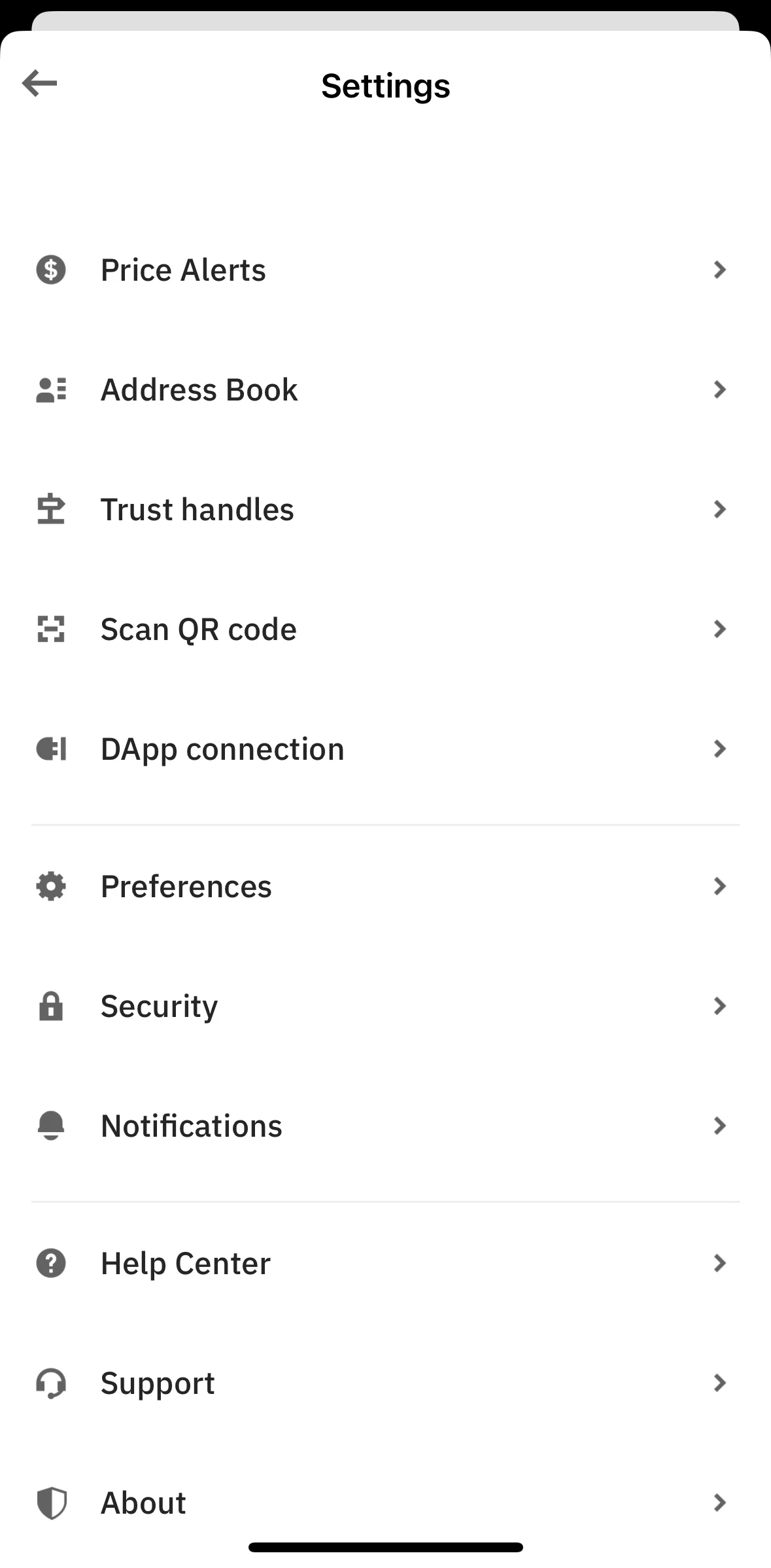 Trust Wallet Screen screen in the Adding a wallet address flow