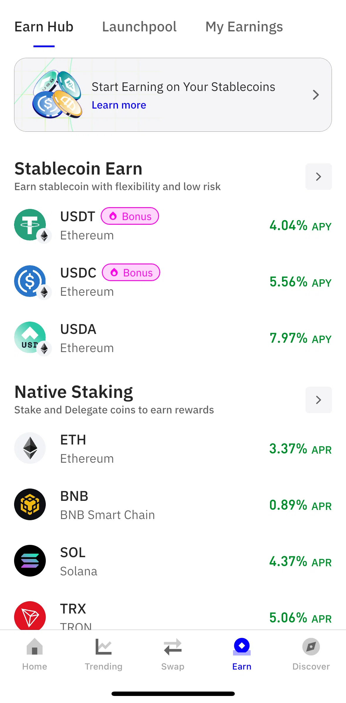 Trust Wallet Screen screen in the Earn a coin flow